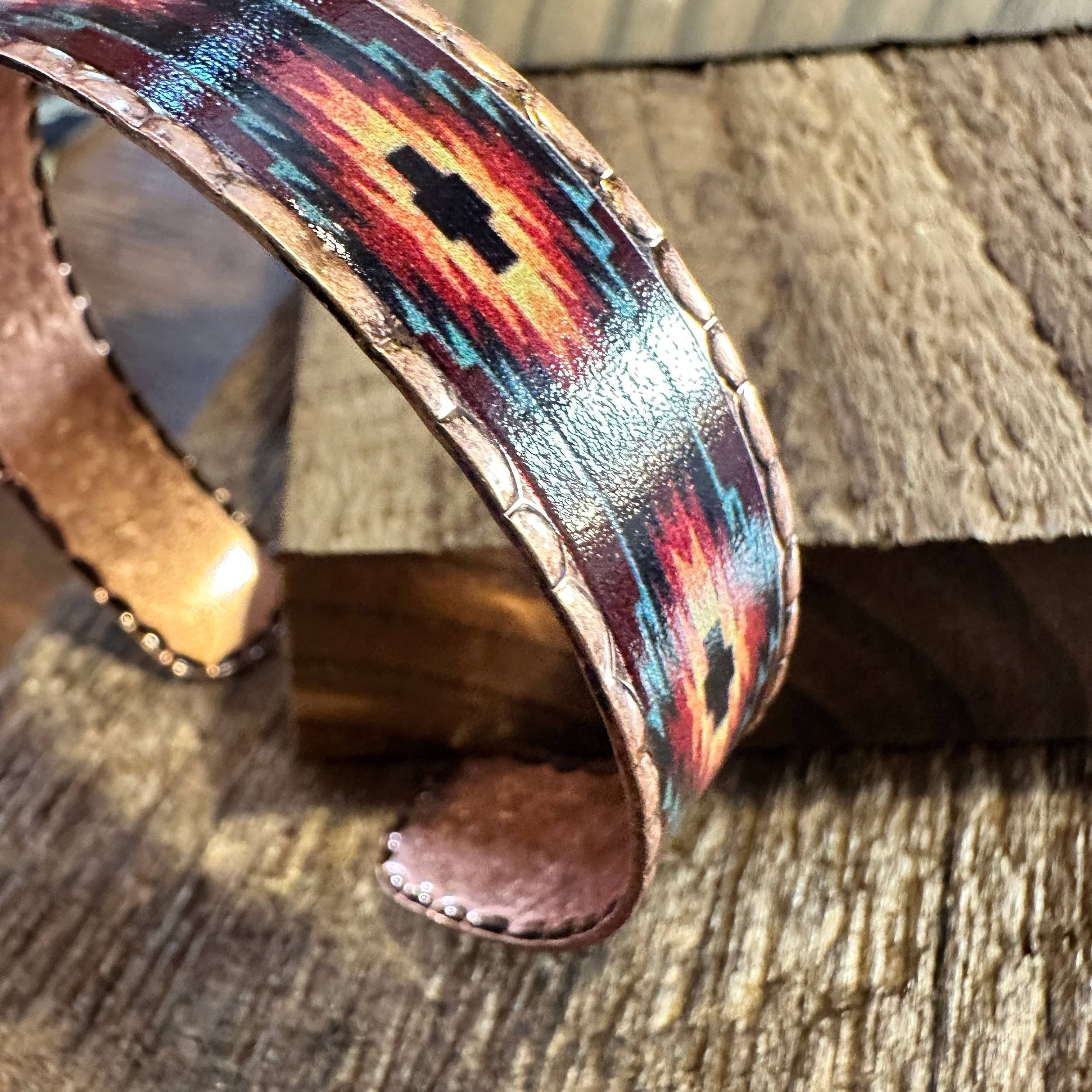 Other Handmade Boho Native American Aztek Copper Narrow Cuff Brace Size ONE SIZE - 2 Thumbnail