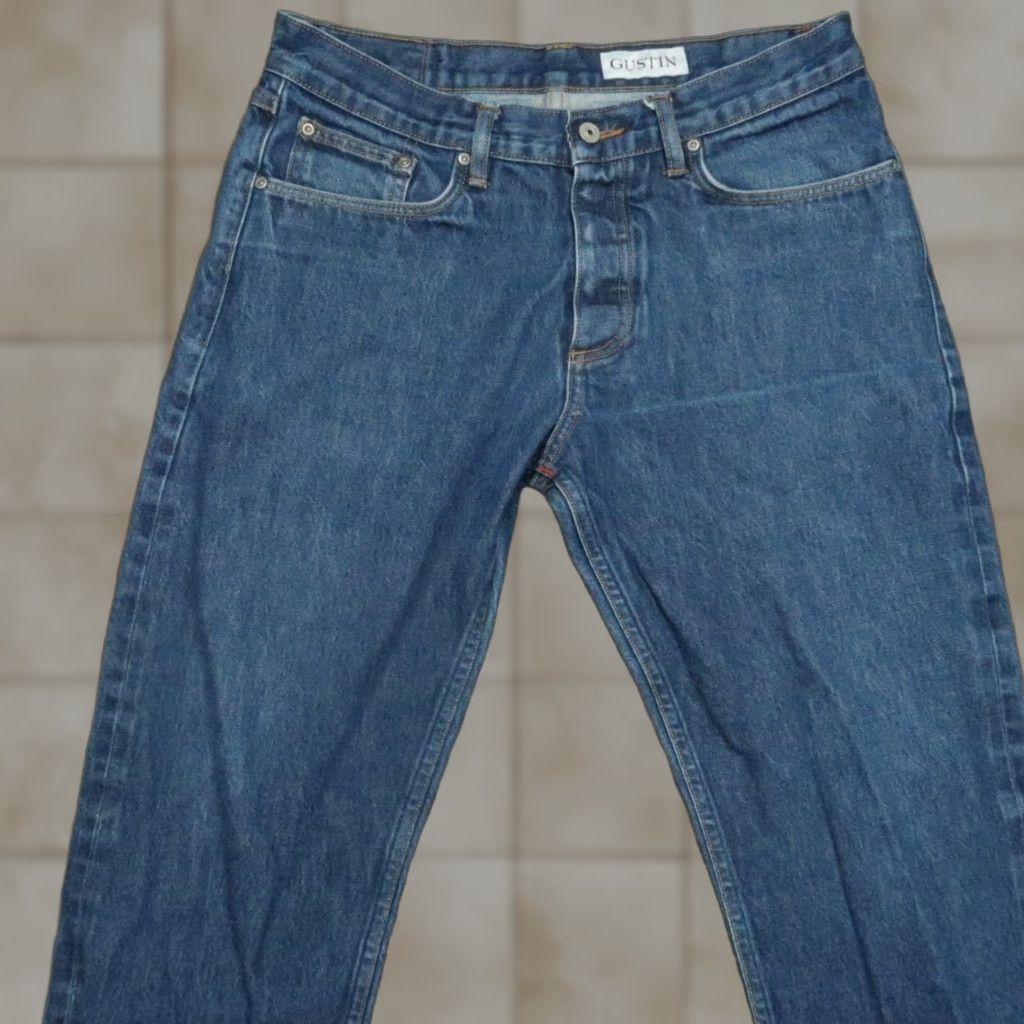 Gustin Gustin Jeans Mens 32x34 Blue California Straight Selvedge 5 Pocket Button Fly Size US 32 / EU 48 - 1 Thumbnail