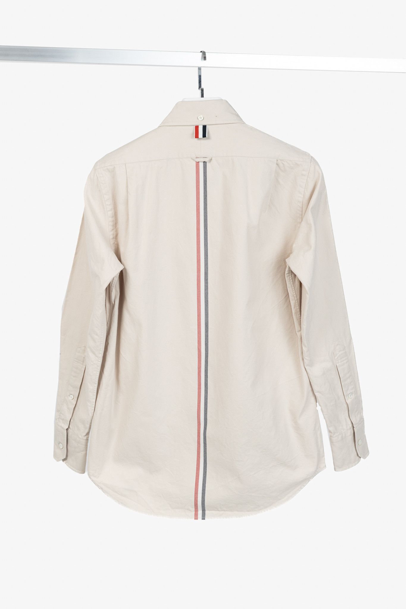 Thom Browne Thom Browne AW/23 Beige Cotton Flannel Back-Stripe Shirt Size US S / EU 44-46 / 1 - 2 Thumbnail