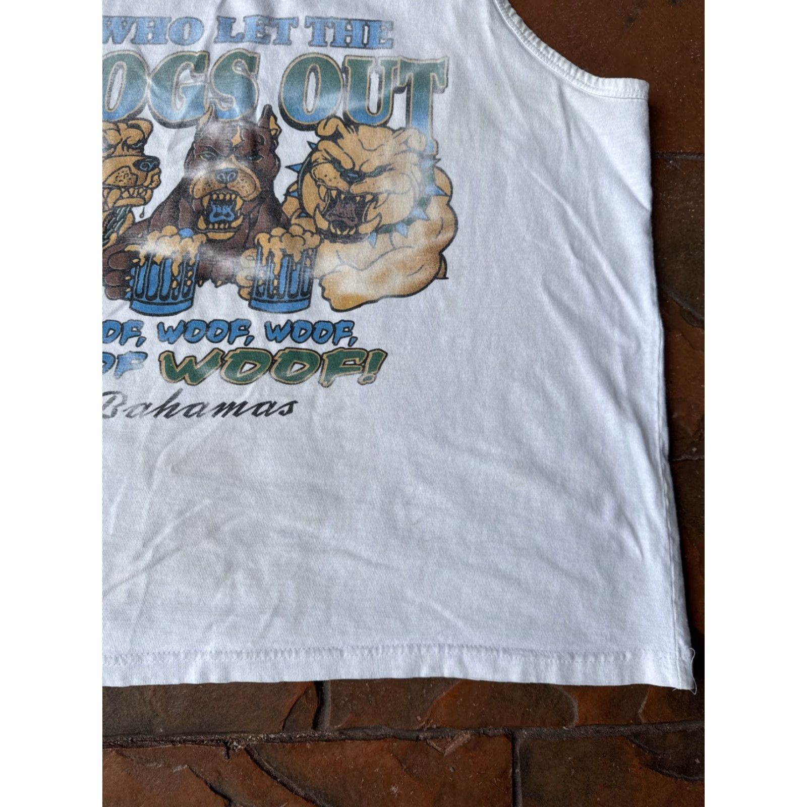 Cottweiler VINTAGE Bahamas Rottweiler Beer 90s Who Let The Dogs Out Shirt Large White Cotton T-Shirt Men Size US L / EU 52-54 / 3 - 7 Thumbnail