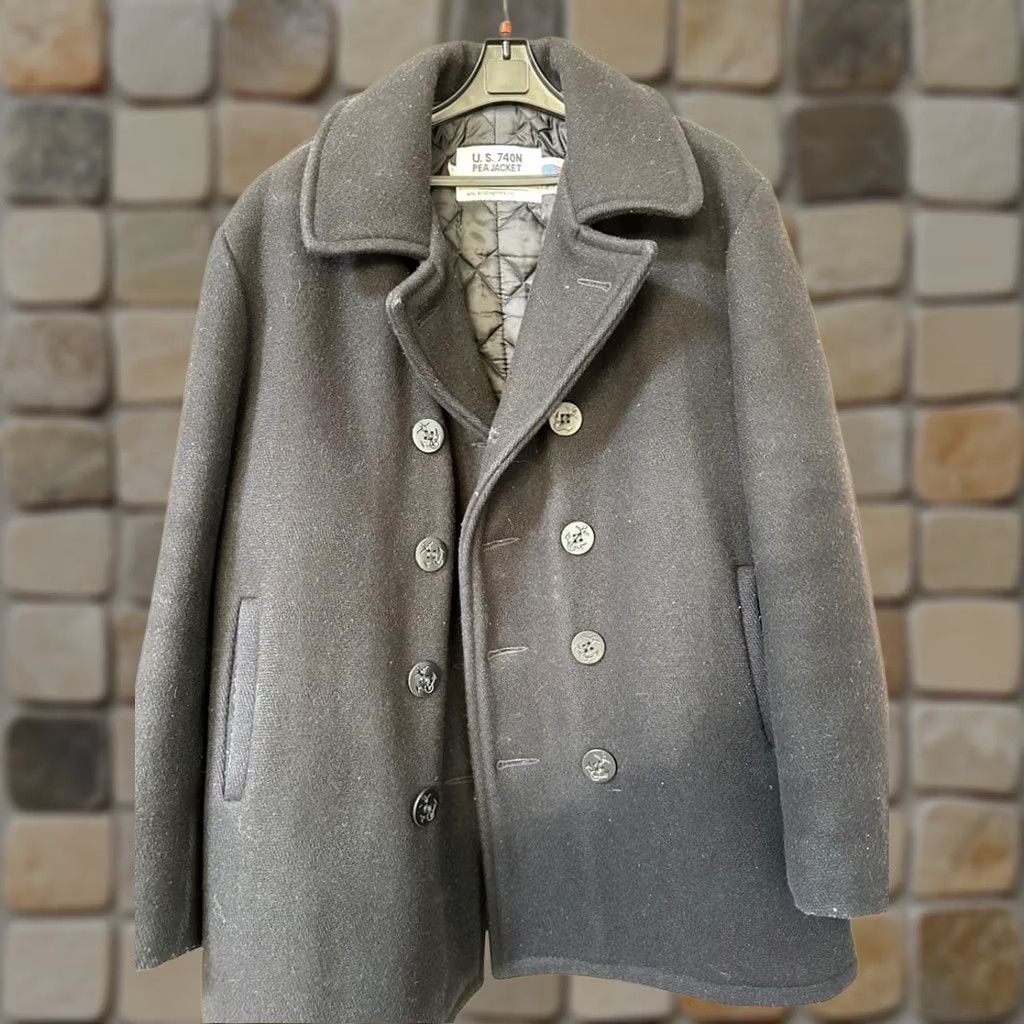 Schott VINTAGE SCHOTT NYC Pea Coat Wool Black 740N US Made in USA Size 42 XL Rare Men’s Coat, 90s USA, Button Closure, Pockets, Short Length, Dry Clean Only Size US XS / EU 42 / 0 - 1 Thumbnail