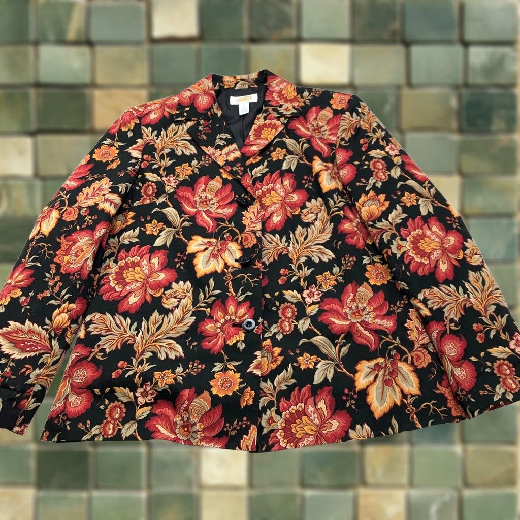 Talbots Talbots Floral Lightweight Womens 100% Cotton Three Button Blazer Jacket Blazer Women Small 4 Multicolor Floral Pattern Size S / US 4 / IT 40 - 1 Thumbnail