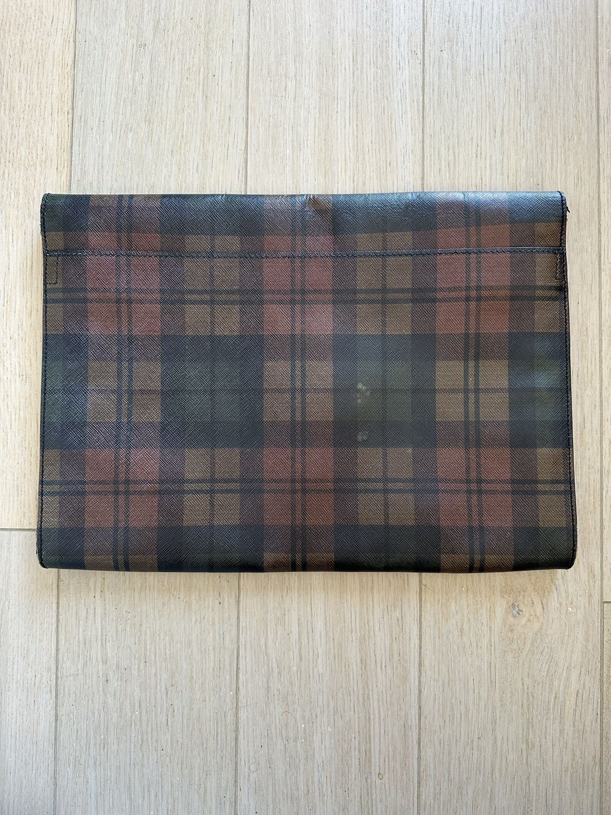 Prada Plaid Leather Portfolio Briefcase Handbag Size ONE SIZE - 3 Thumbnail