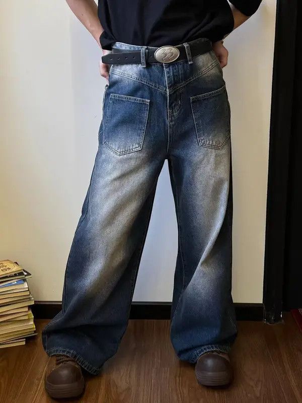 Japanese Brand Blue washed vintage stitching distressed jeans y2k Size US 32 / EU 48 - 6 Thumbnail