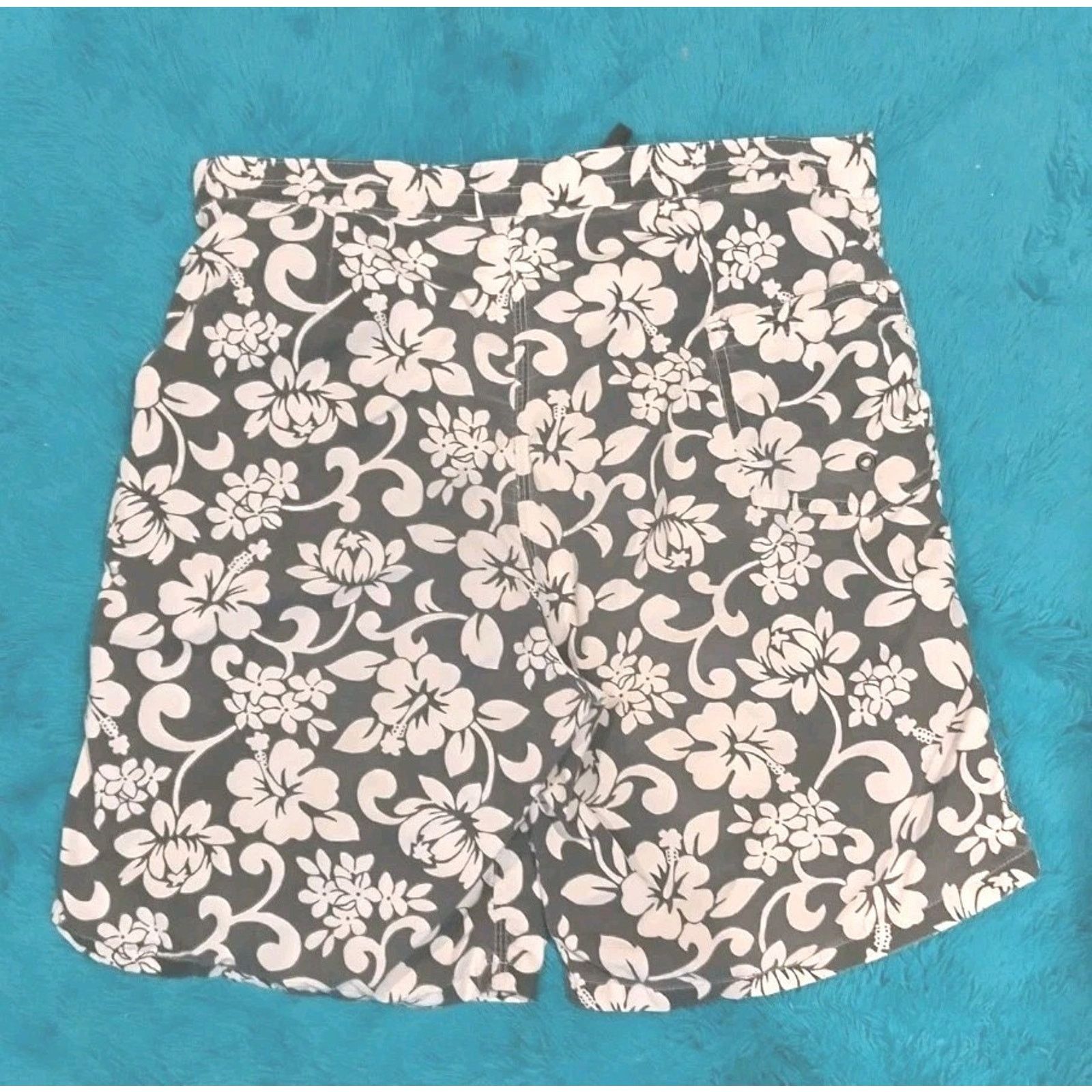 Breuer Brewer Hawaii Gray Floral Swim Trunk Shorts 35 Lightly Worn Size US 35 - 3 Thumbnail