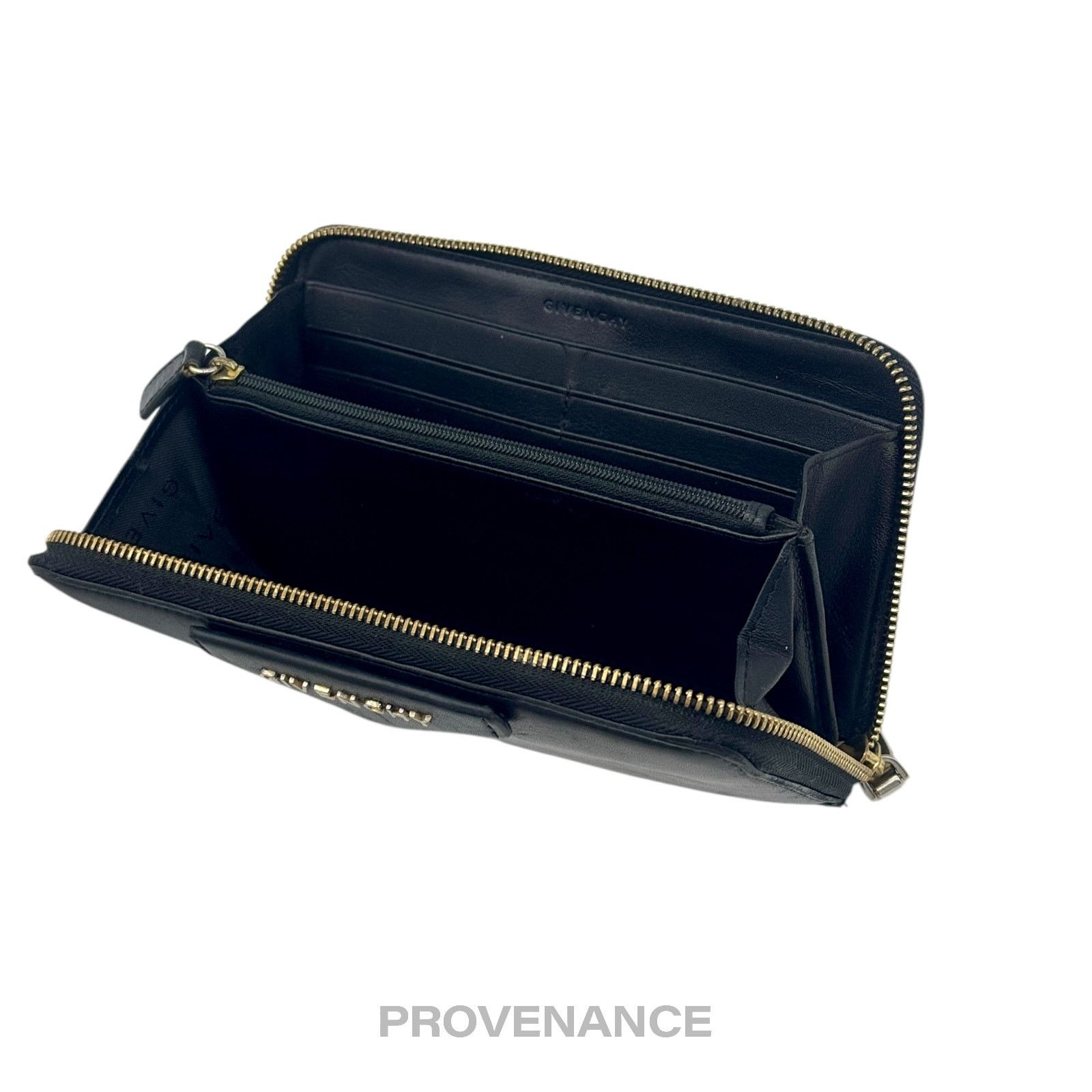 Givenchy 🔴 Givenchy Logo Zip Long Wallet - Black Grained Leather Size ONE SIZE - 5 Thumbnail
