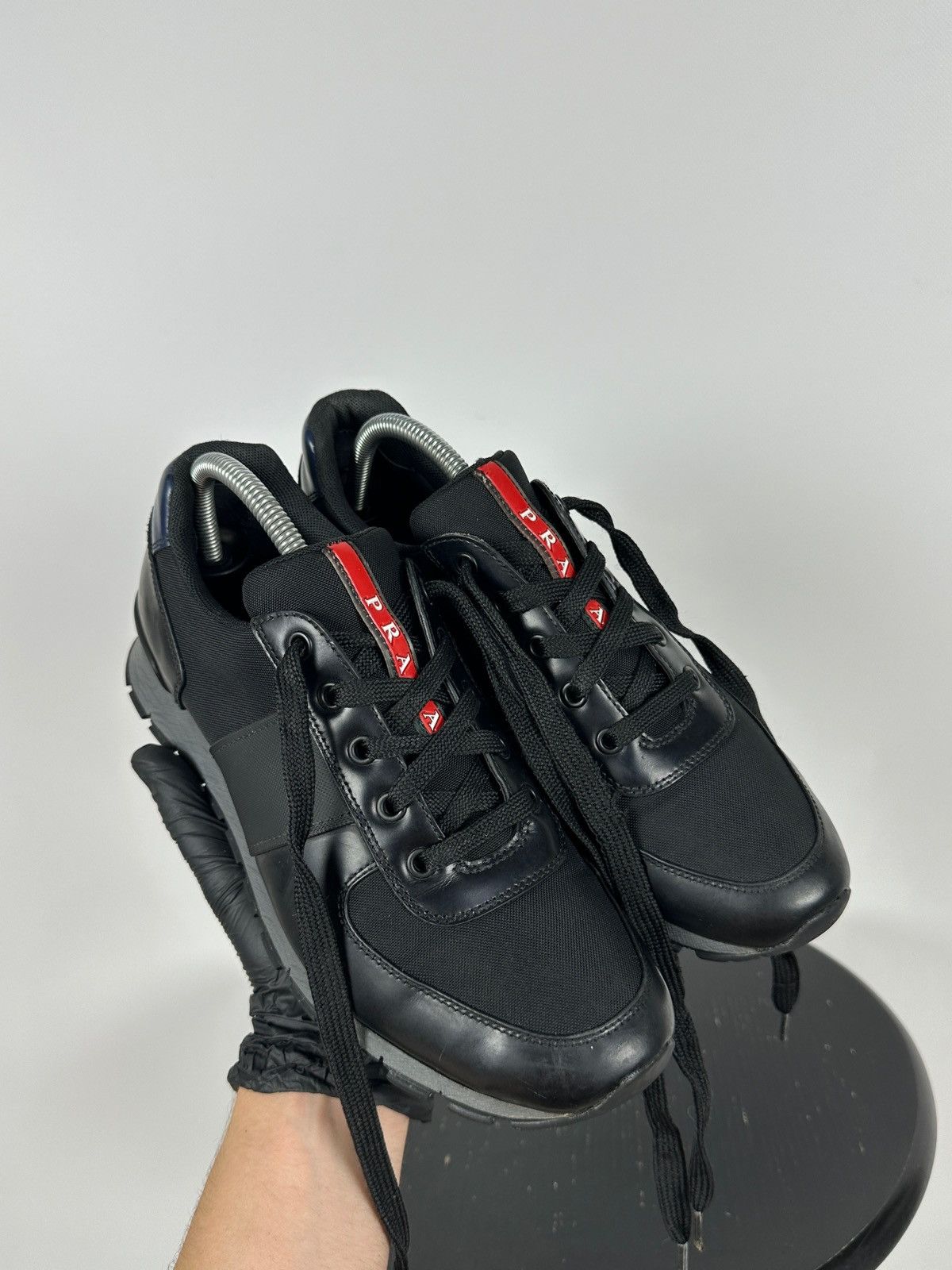 Prada Prada Matchrace Black Leather Sneakers Size US 7 / EU 40 - 2 Thumbnail