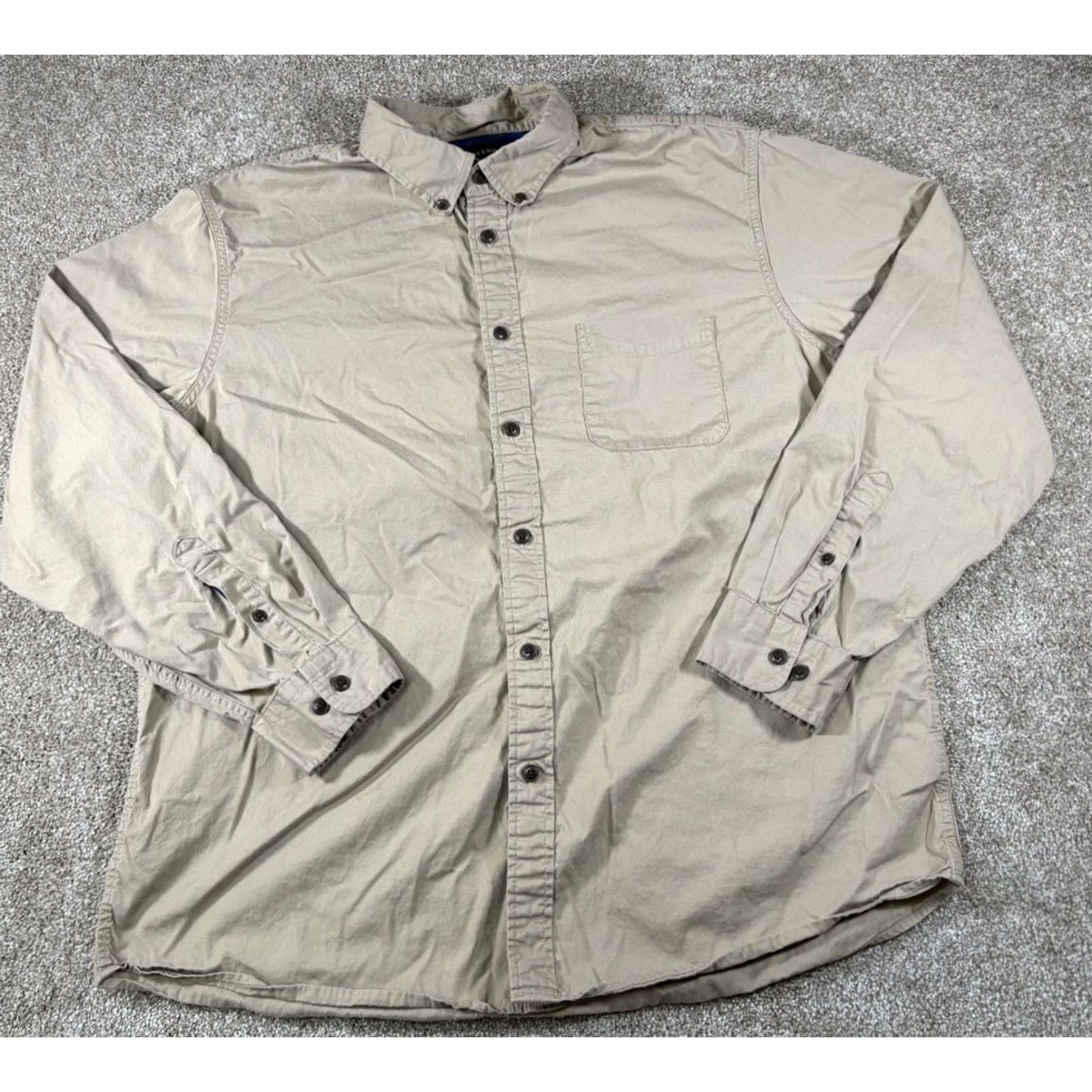 Lands' End Lands' End Tan Button-Down Long Sleeve Collared Shirt Mens XL 17-17.5 100% Cotton Classic Preppy Shirt Size US XL / EU 56 / 4 - 4 Thumbnail
