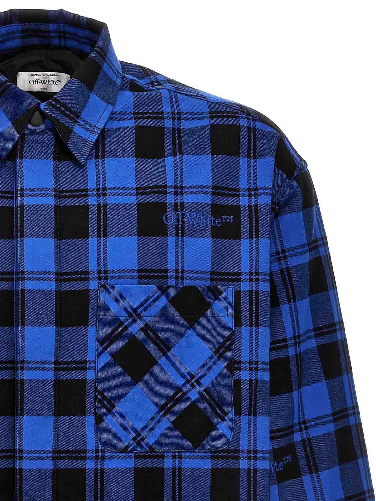 Off-White o1gr1nt0425 Check Flannel Padded Overshirt in Dark Blue Size US M / EU 48-50 / 2 - 3 Thumbnail