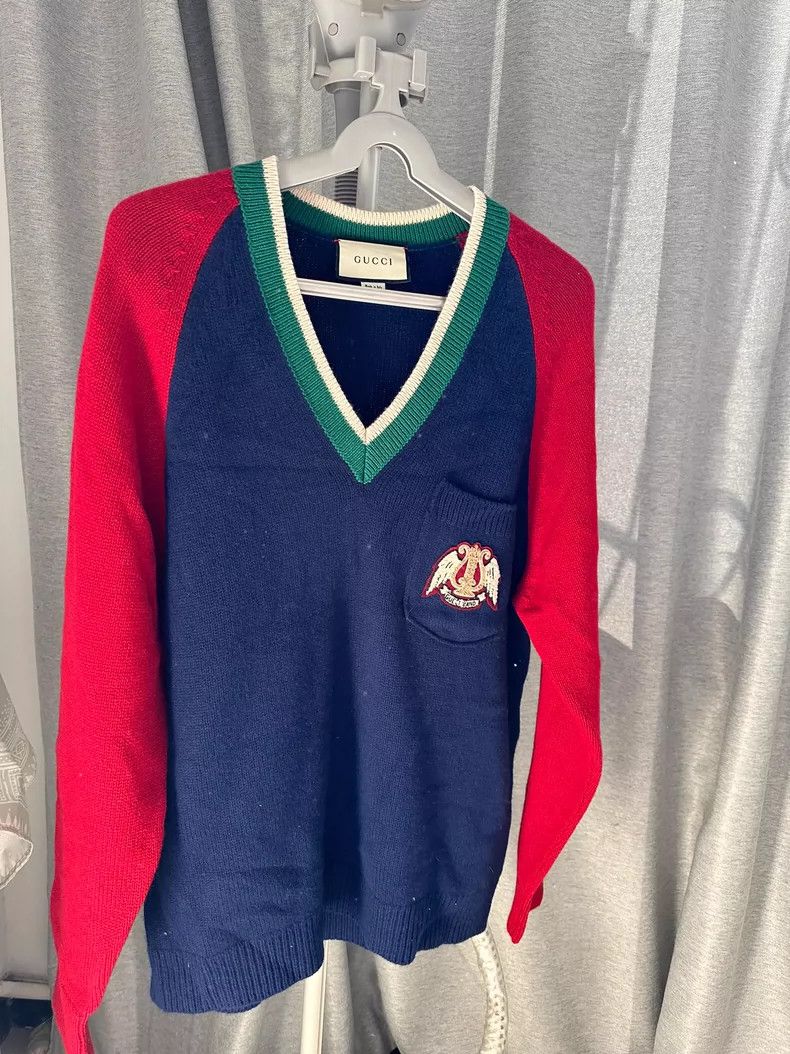 Gucci Gucci Logo V-Neck Wool Sweater - dmc Size US M / EU 48-50 / 2 - 1 Thumbnail