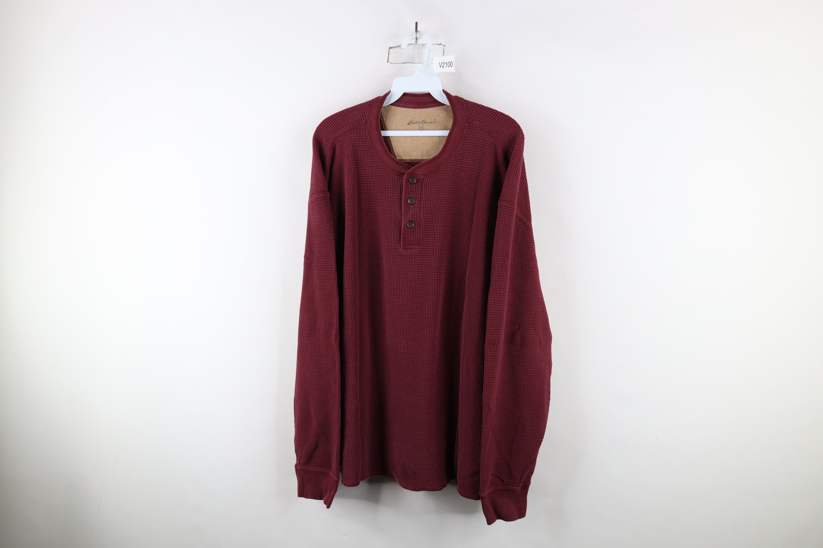Eddie Bauer × Vintage Vintage 90s Eddie Bauer Knit Long Sleeve Henley T-Shirt Size US XXL / EU 58 / 5 - 1 Thumbnail