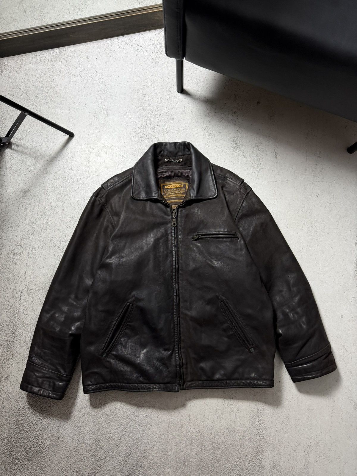 Genuine Leather Oakwood Vintage Real Leather USA Black Jacket Size US XL / EU 56 / 4 - 2 Thumbnail