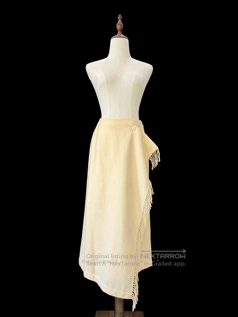 Comme des Garcons Comme des Garcons size S Beige Fringe Wool Skirt Size 22" - 7 Thumbnail