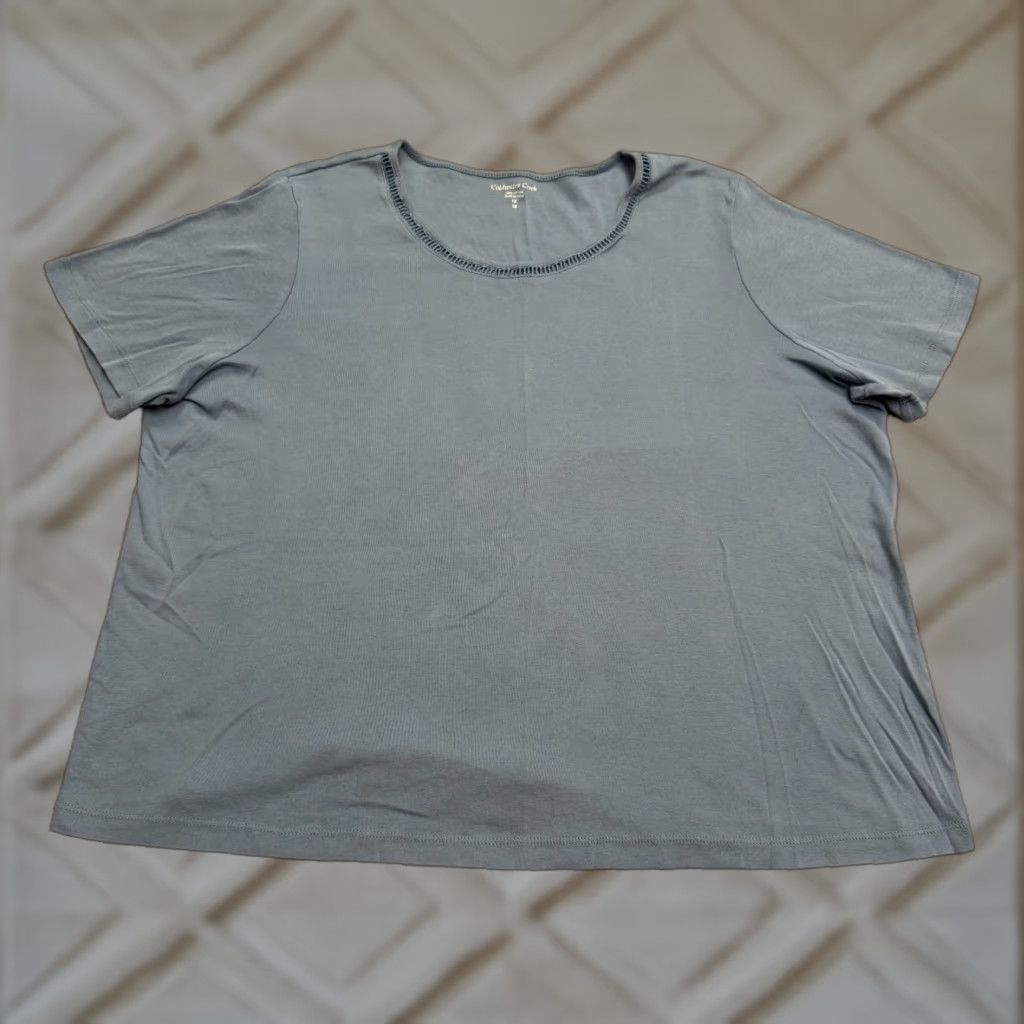 Coldwater Creek Coldwater Creek Shirt 1X Plus Blue Short Sleeve Crew Neck 100% Cotton Basic Tee Women's Size XL / US 12-14 / IT 48-50 - 1 Thumbnail