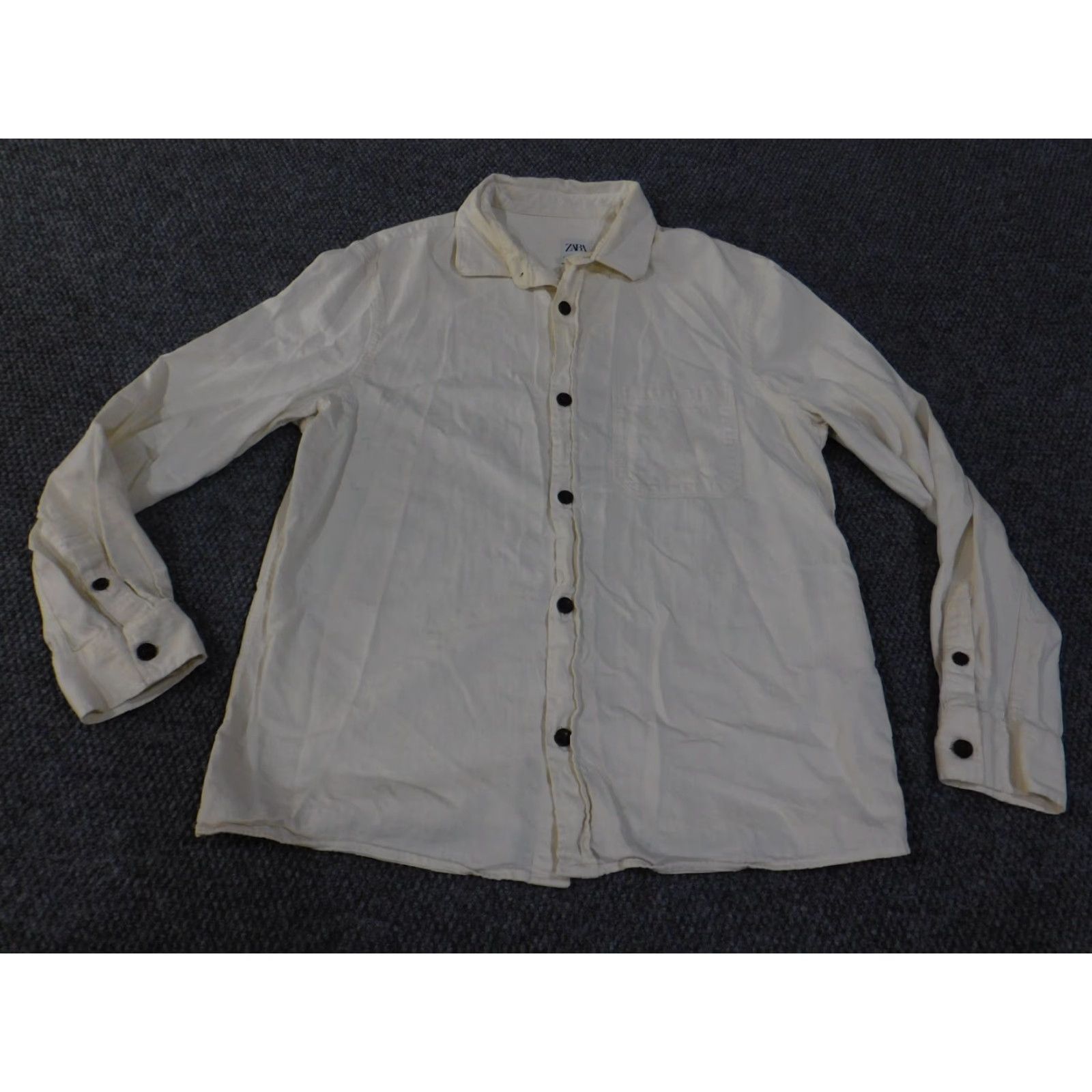 Zara Zara Shirt Mens Denim Button-Up Large Beige Cotton Retro Casual Long Sleeve Button-Down Collared Pocketed Size US L / EU 52-54 / 3 - 4 Thumbnail