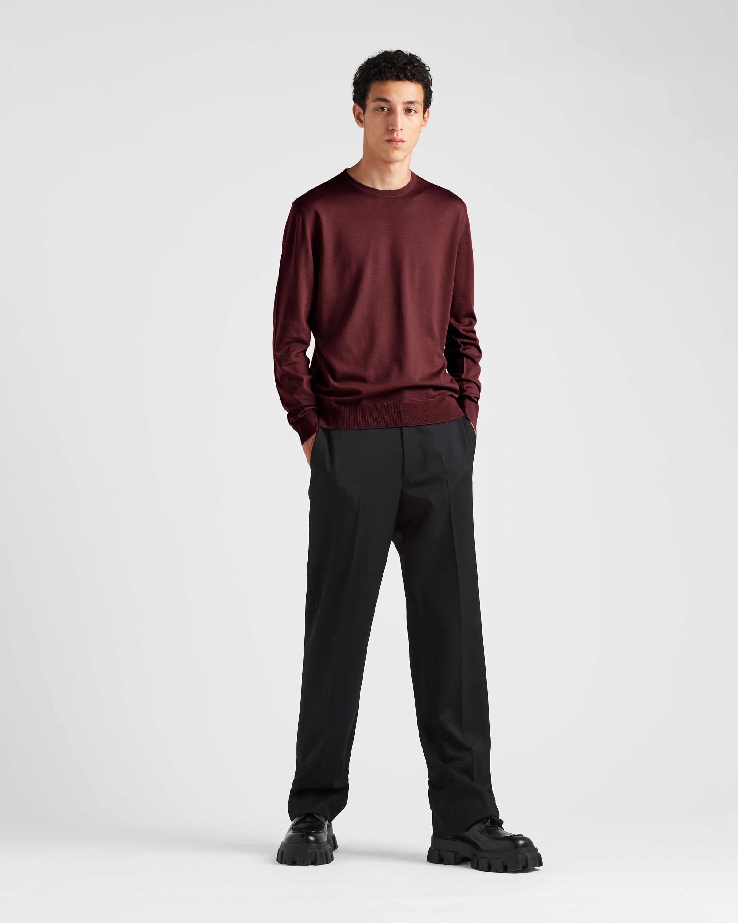 Prada o1bcso1str1025 Superfine Wool Sweater in Burgundy Size US L / EU 52-54 / 3 - 3 Thumbnail