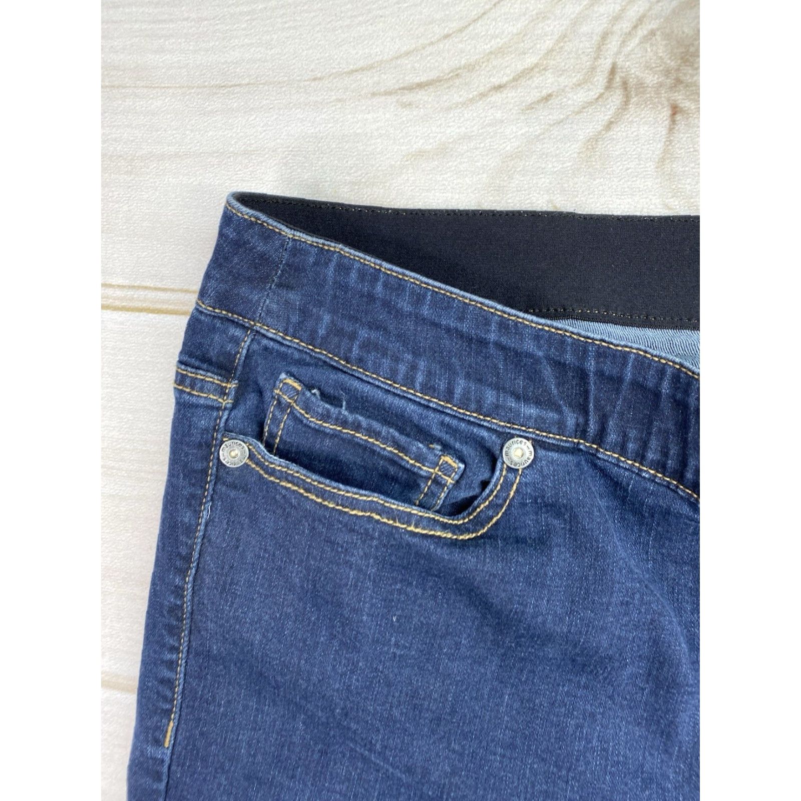 Vintage Maurices Jeans Womens 16 Reg Dark Wash Bootcut Stretch Denim Mid Rise Cotton Blend Blue 5-Pocket 31.5in Inseam Size 38" / US 16 / IT 52 - 2 Thumbnail