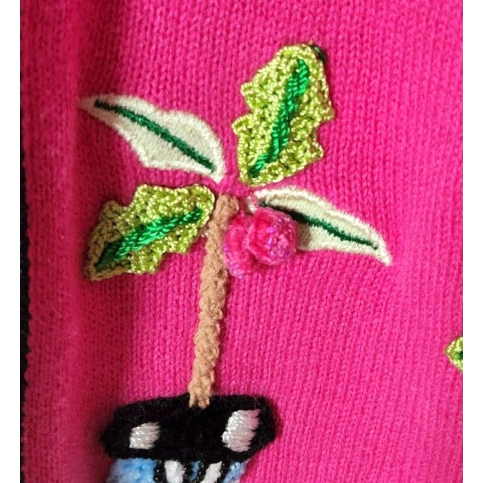 Quacker Factory Quacker Factory Sweater Womens Full Zip Embroidered Palm Trees Pink M Size M / US 6-8 / IT 42-44 - 7 Thumbnail