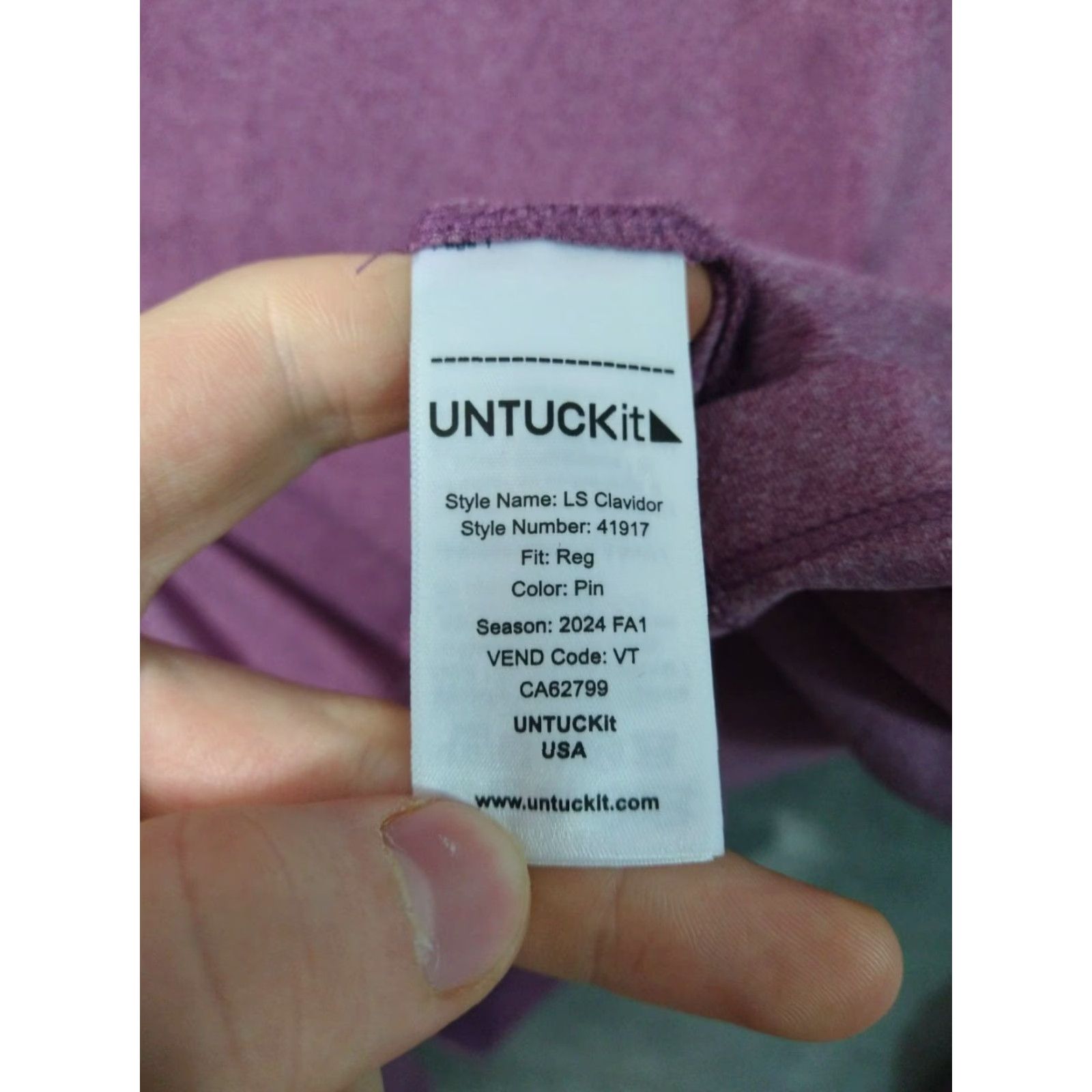 UNTUCKit UNTUCKit Polo Shirt Mens 2XL Purple Long Sleeve Casual Preppy Clavidor Knit Polyester Solid Size US XXL / EU 58 / 5 - 6 Thumbnail