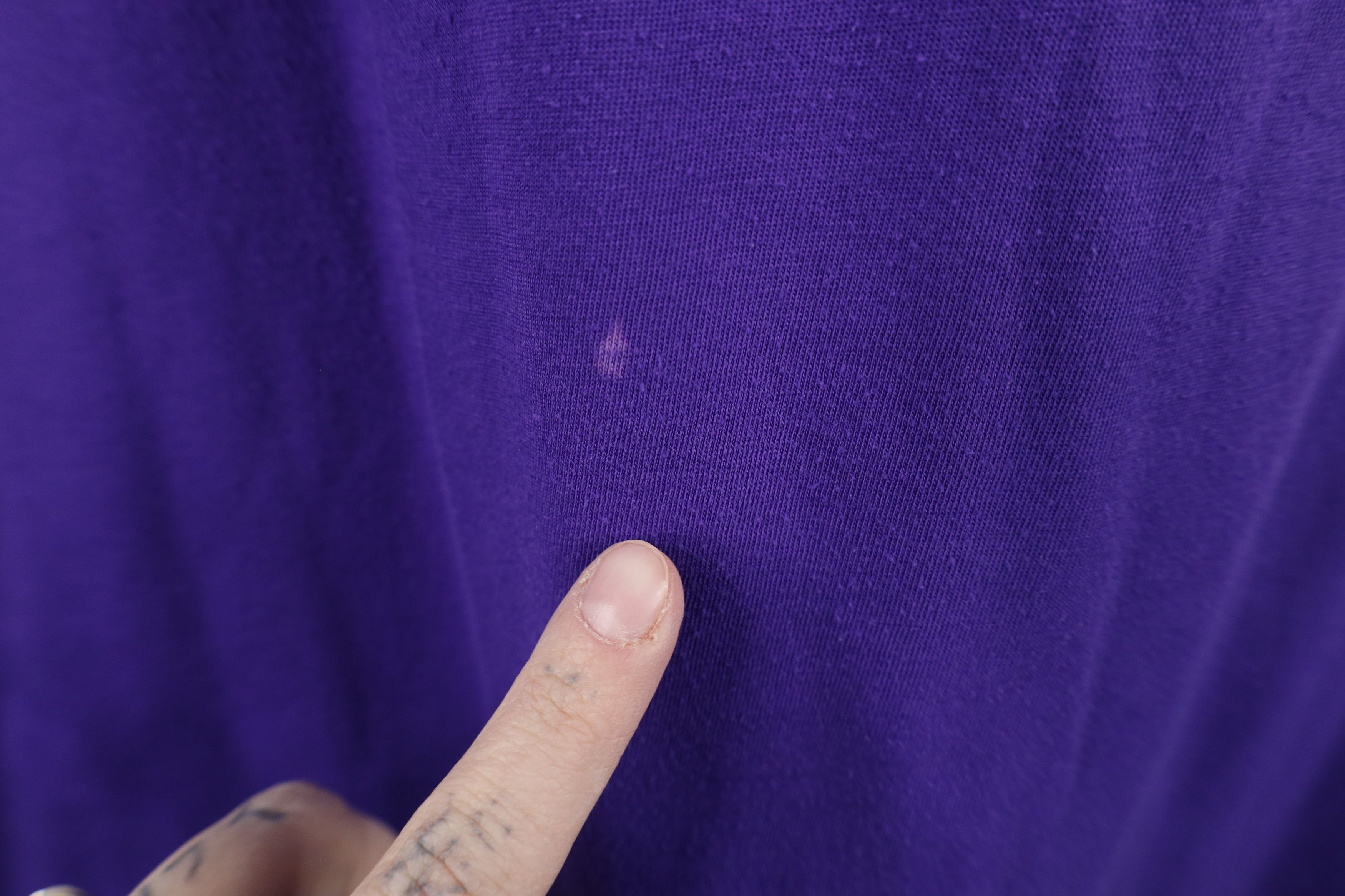 Vintage Vintage 90s Streetwear Blank Knit Pocket T-Shirt Purple Size L / US 10 / IT 46 - 4 Thumbnail