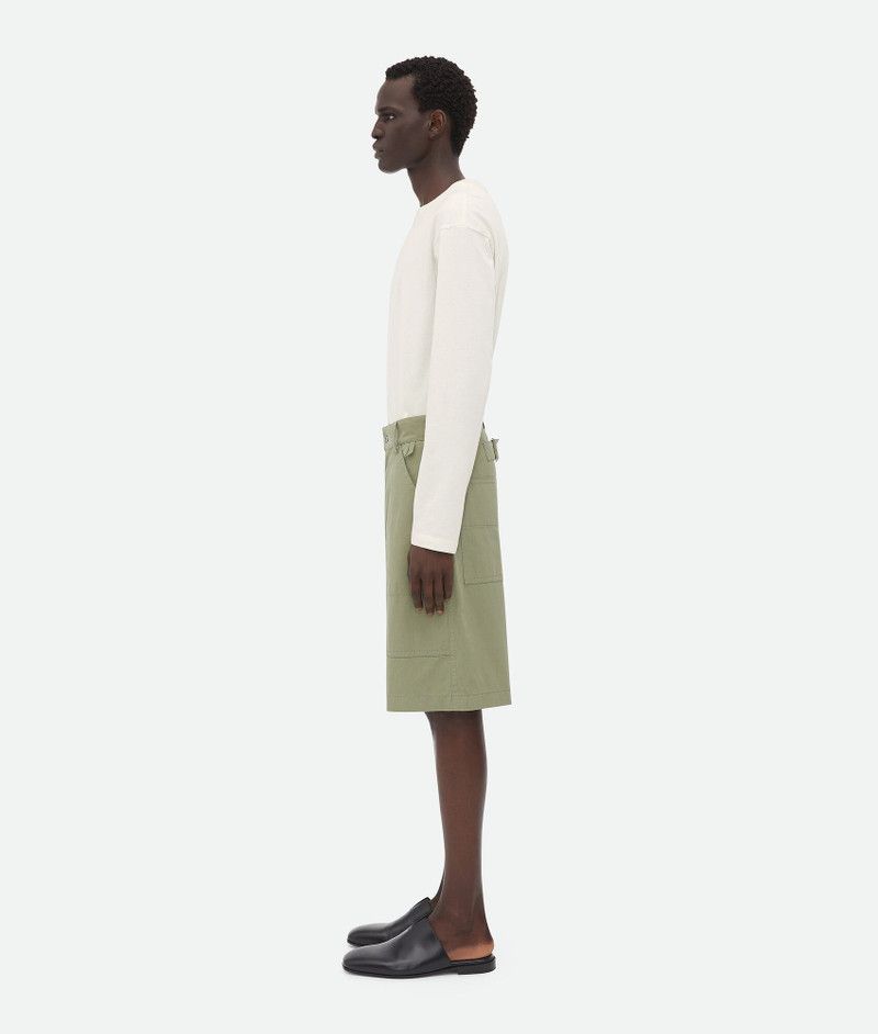 Bottega Veneta o1bcso1str0526 Light Cotton Twill Cargo Shorts Light Green Size US 32 / EU 48 - 2 Thumbnail