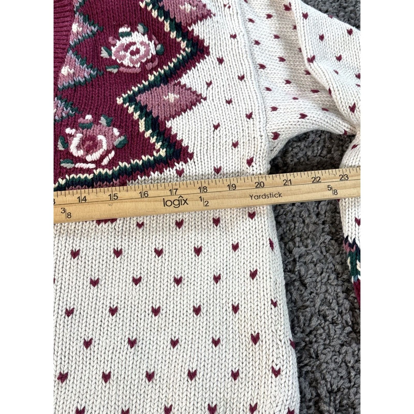 Vintage Vintage Ninon De Lenchlos 90s Sweater Large Floral White Embroidered V-Neck Knit Long Sleeve Business Casual Womens Size L / US 10 / IT 46 - 3 Thumbnail