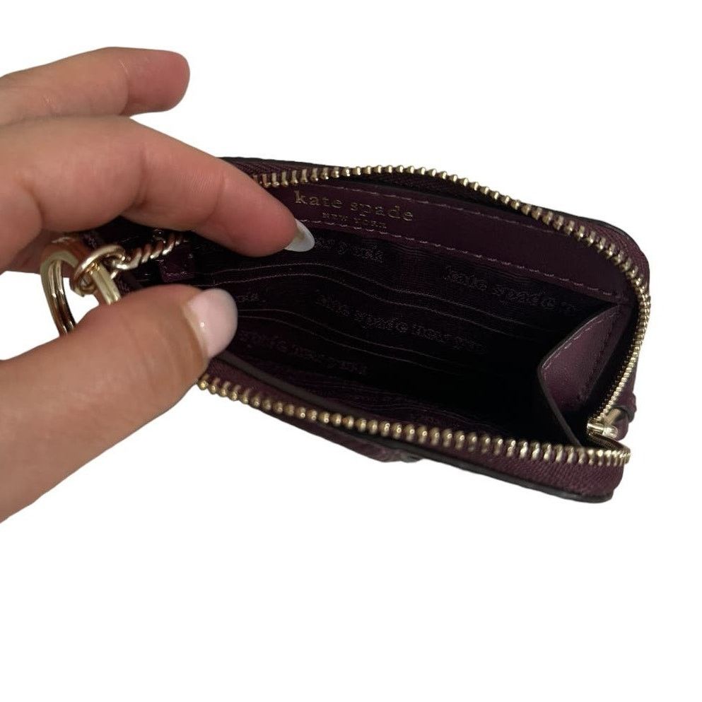 Kate Spade Kate Spade Knott Pebbled Leather Zip Card Holder Deep Cherry Size ONE SIZE - 2 Thumbnail