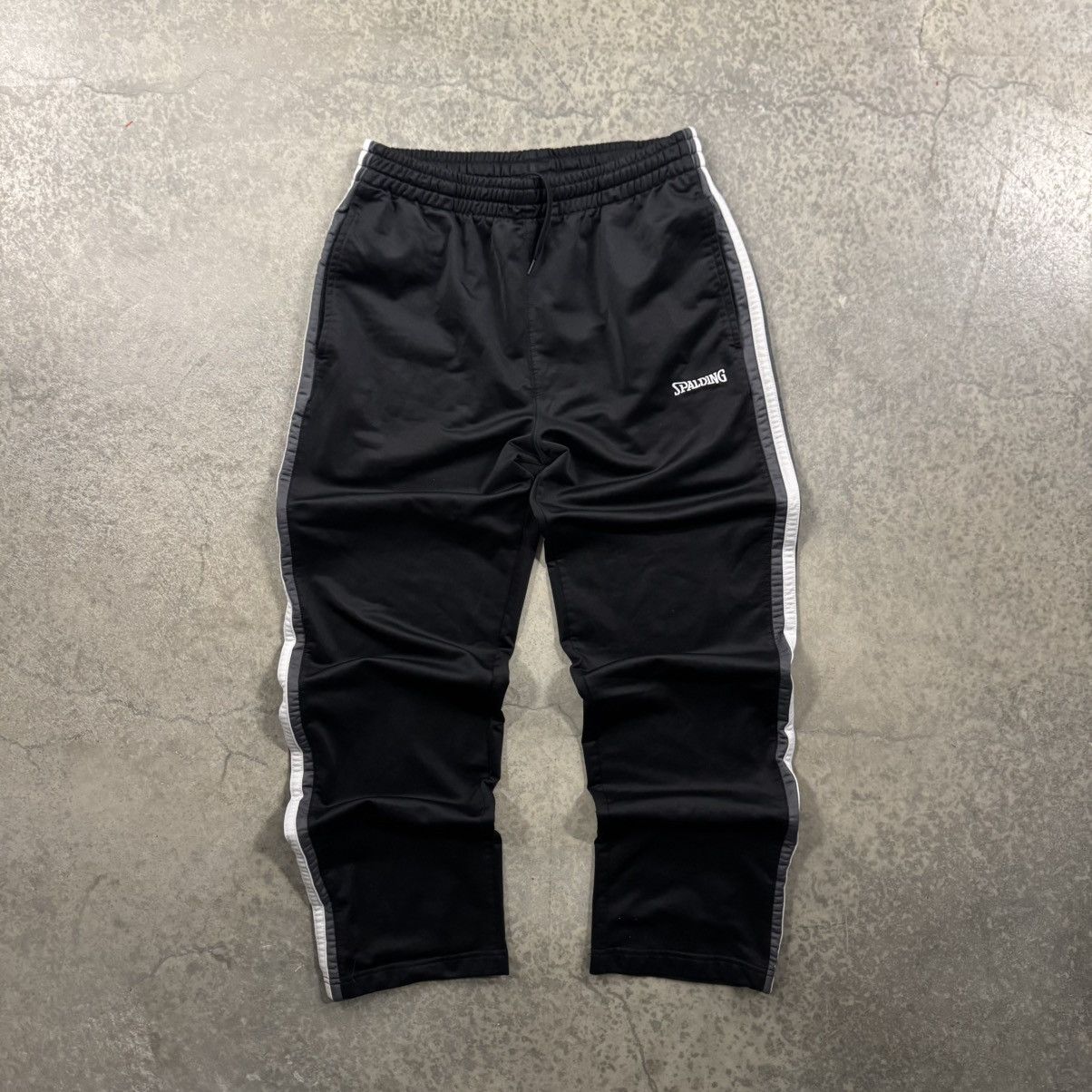 Spalding Vintage 90s Y2K Spalding Track Pants Black White Stripe 30 Size US 30 / EU 46 - 1 Thumbnail