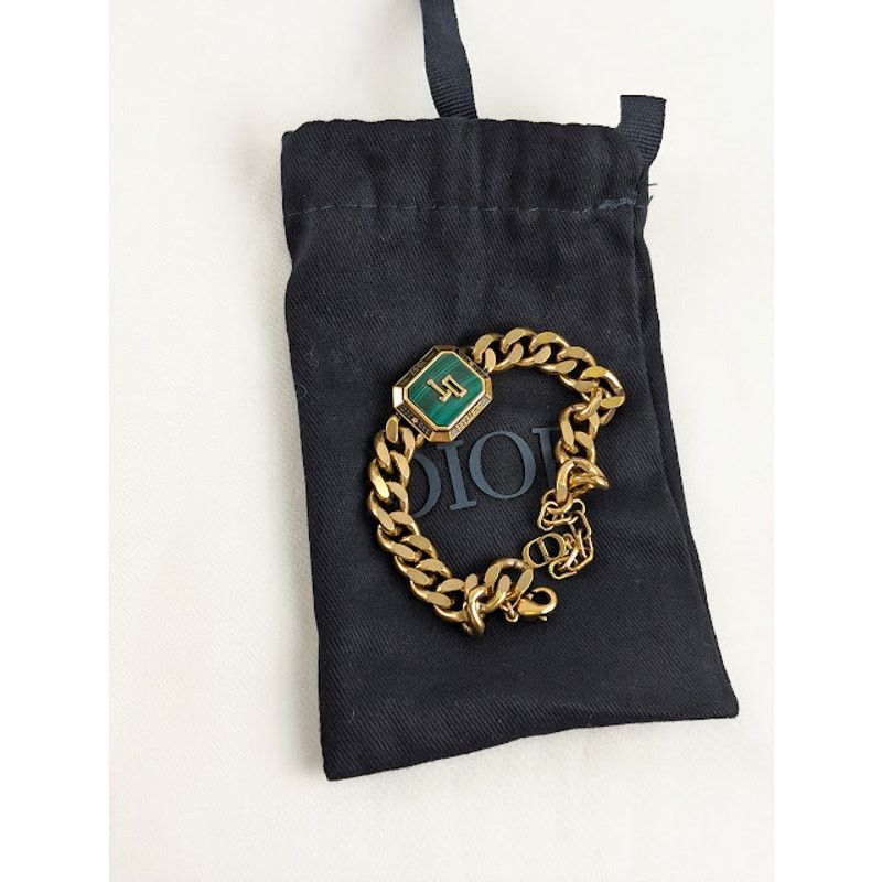 Dior o1rshd1 Size: OS / TEARS Chain Link Bracelet in Gold/Green Size ONE SIZE - 9 Thumbnail