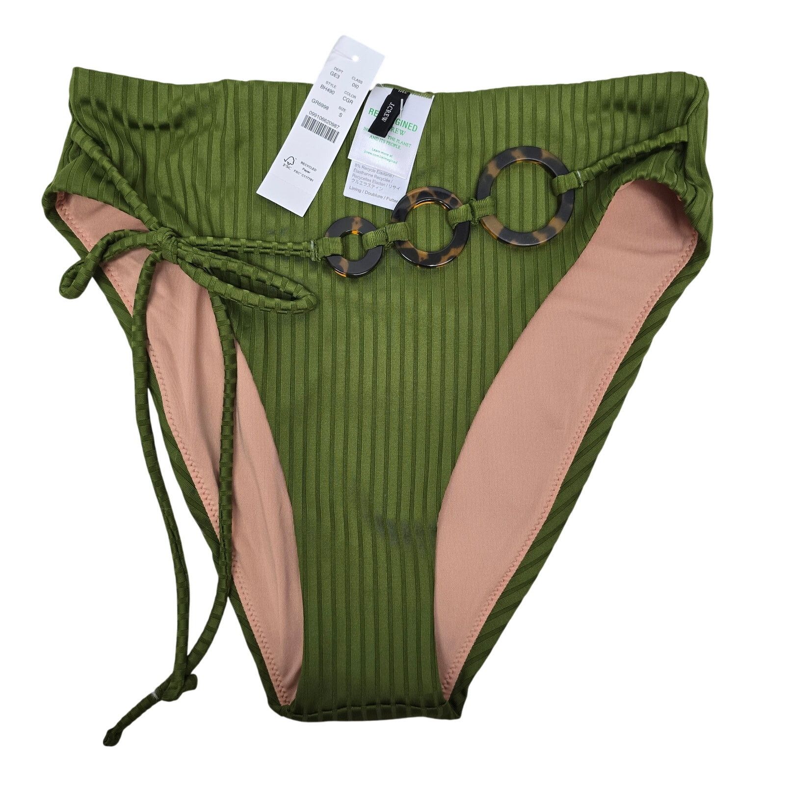 J.Crew NWT J. Crew Wide-rib high-rise bikini bottom w rings Size S Size ONE SIZE - 4 Thumbnail