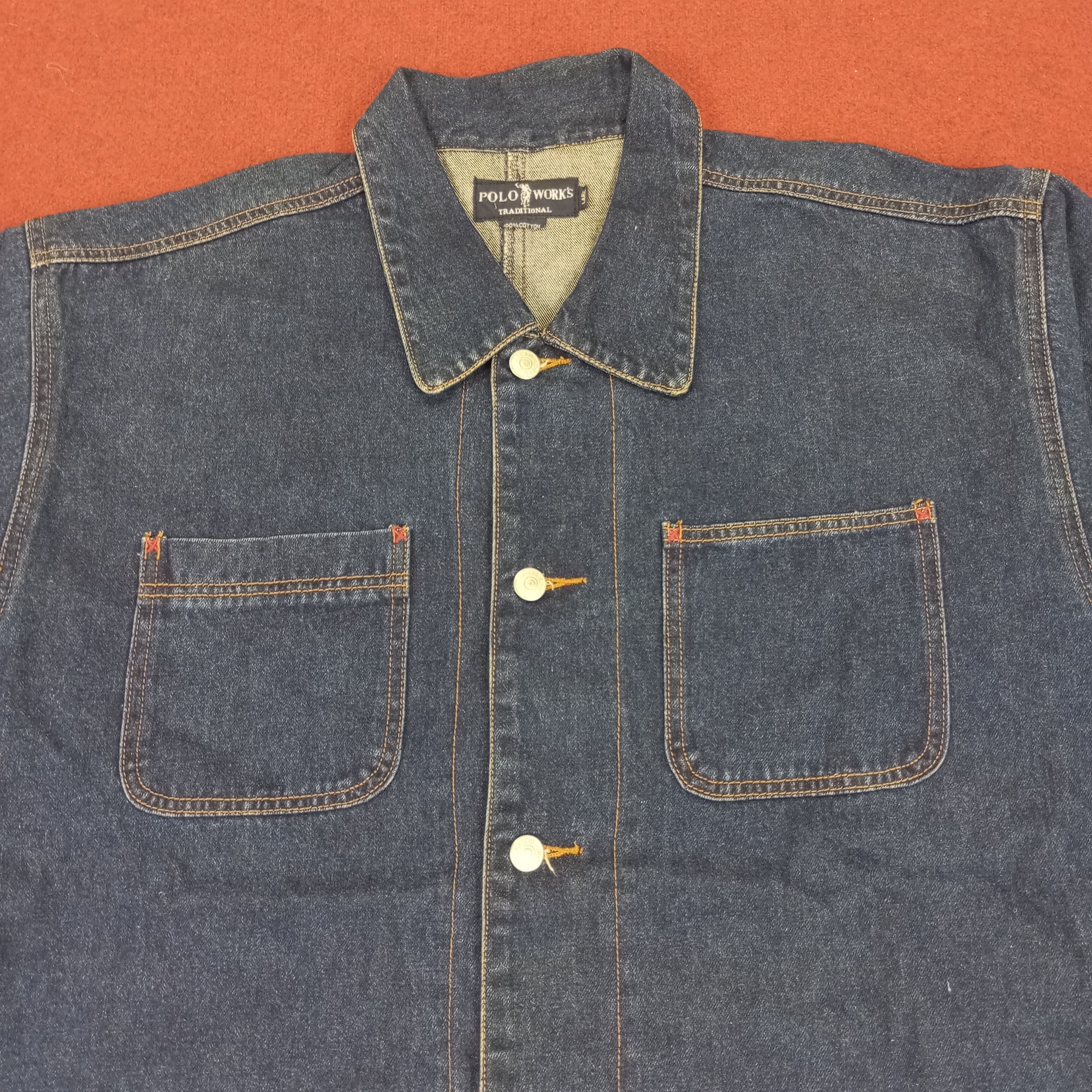 Polo Ralph Lauren × Vintage Polo Works Traditional Fashion Style Denim Jacket Size US L / EU 52-54 / 3 - 2 Thumbnail