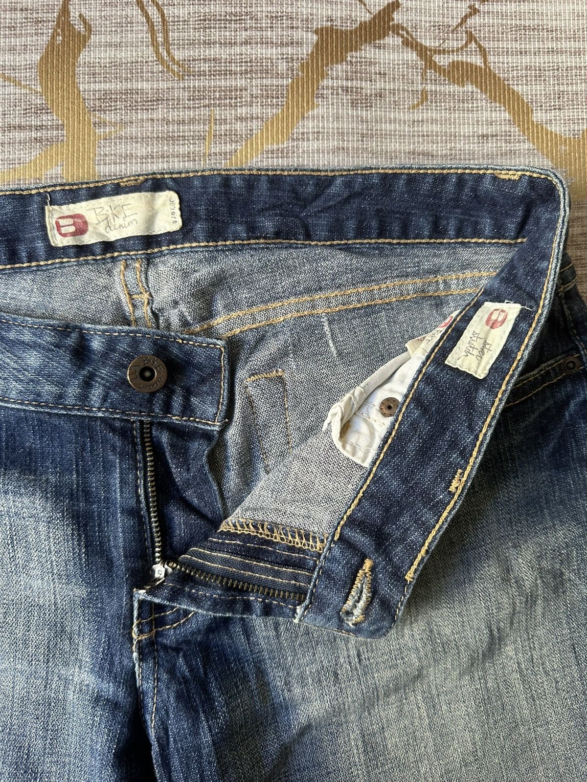Japanese Brand FLARE Bike Denim Distressed Low Rise Jeans Size US 32 / EU 48 - 12 Thumbnail
