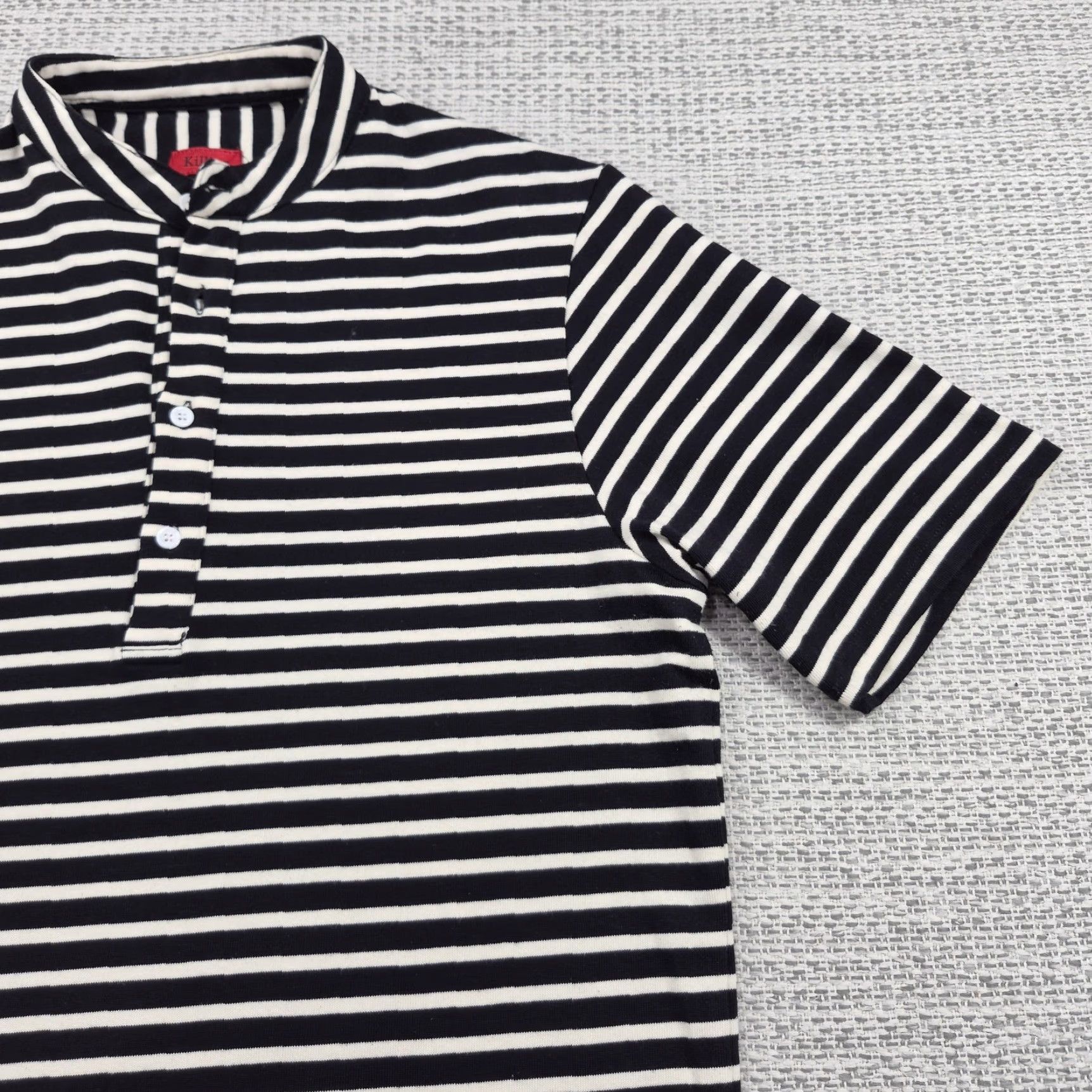 Vintage Killion Polo Shirt Mens Large Black White Stripe Band Collar Longline Casual Shirt Size US L / EU 52-54 / 3 - 2 Thumbnail