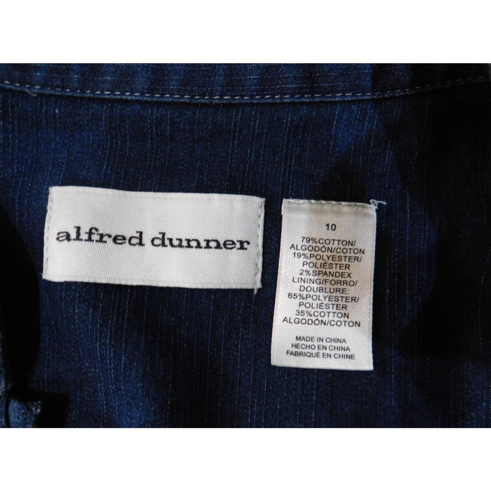 Vintage Alfred Dunner Jacket Blue Denim Womens Cotton Stretch Zip Long Sleeve Regular 10 Size L / US 10 / IT 46 - 7 Thumbnail
