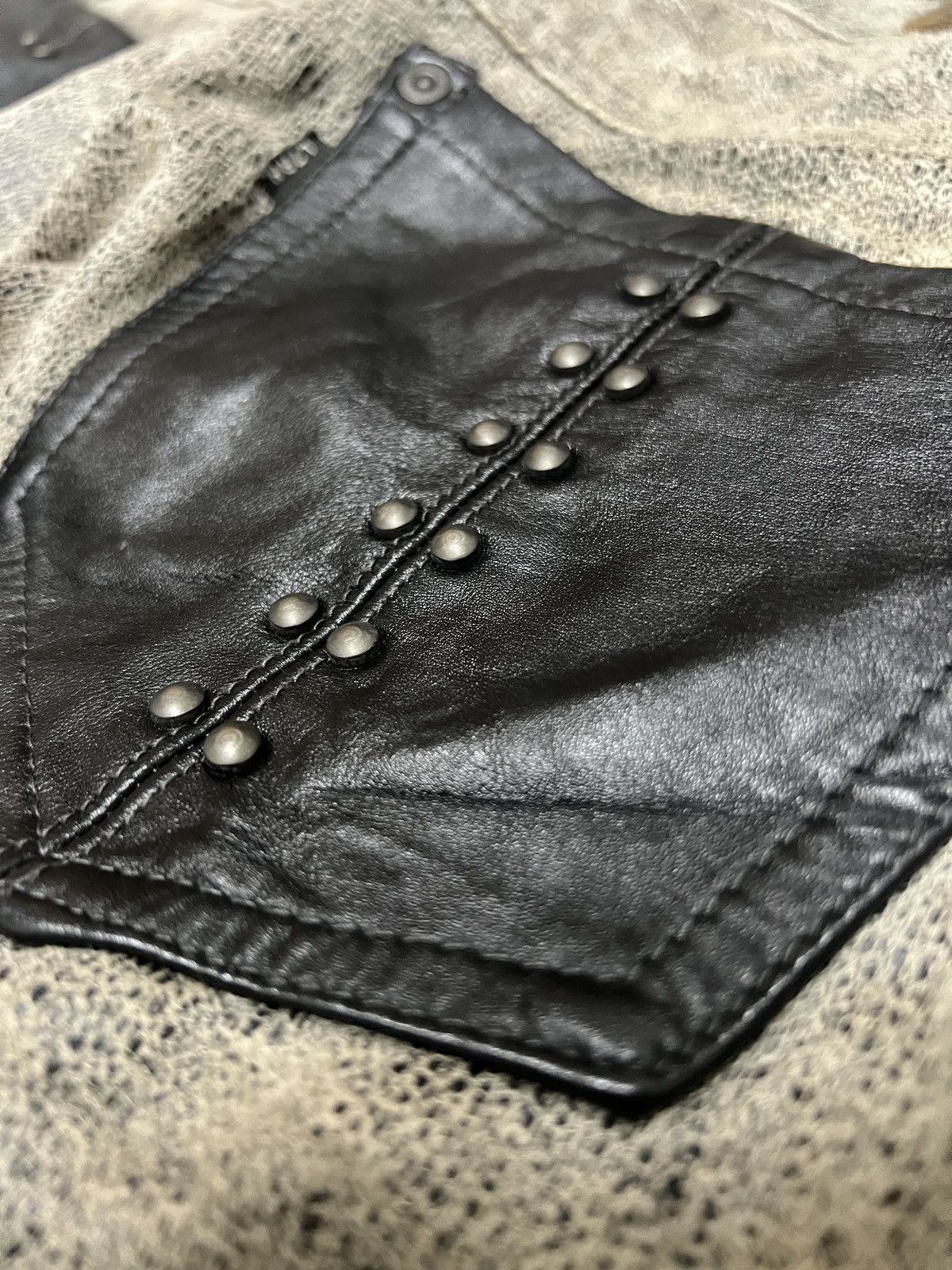 If Six Was Nine Vintage L7 flare Leather Pant Rare Design Size US 31 - 9 Thumbnail