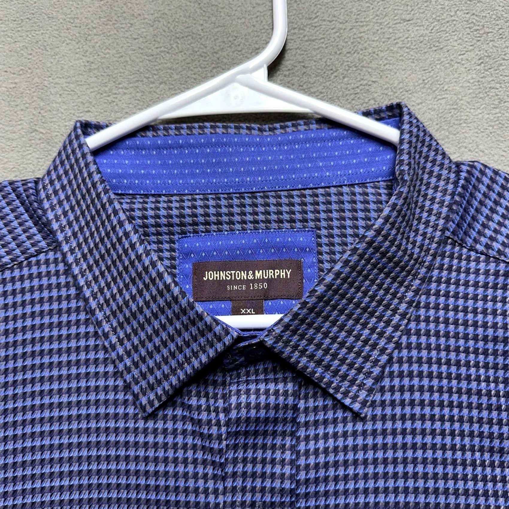 Johnston & Murphy Johnston & Murphy Shirt Mens 2XL Blue Geometric Button-Up Cotton Size US XXL / EU 58 / 5 - 4 Thumbnail