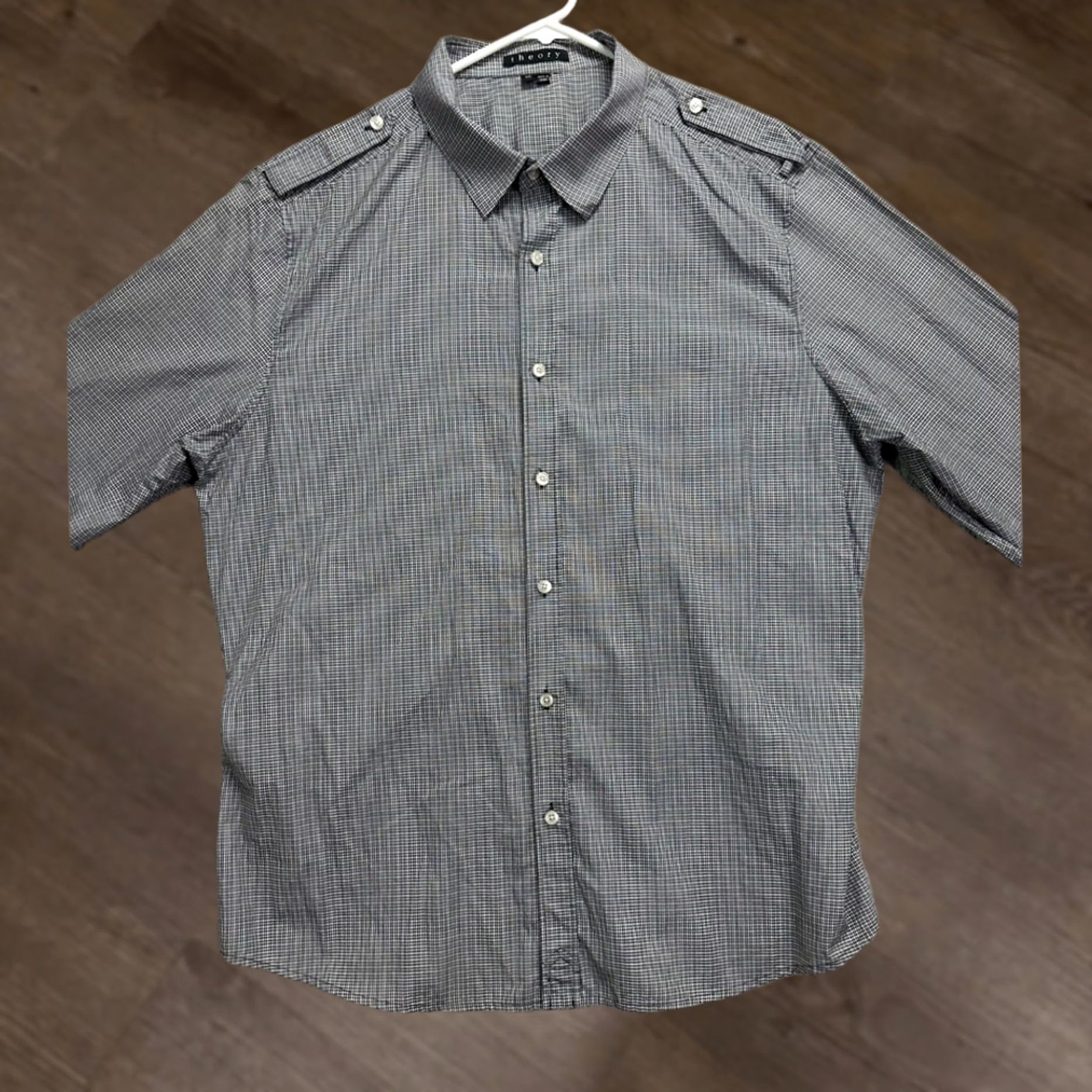 Theory THEORY Shirt Adult 2XL Black White Checkered Button Up Long Sleeve Casual Mens Size US XXL / EU 58 / 5 - 1 Thumbnail