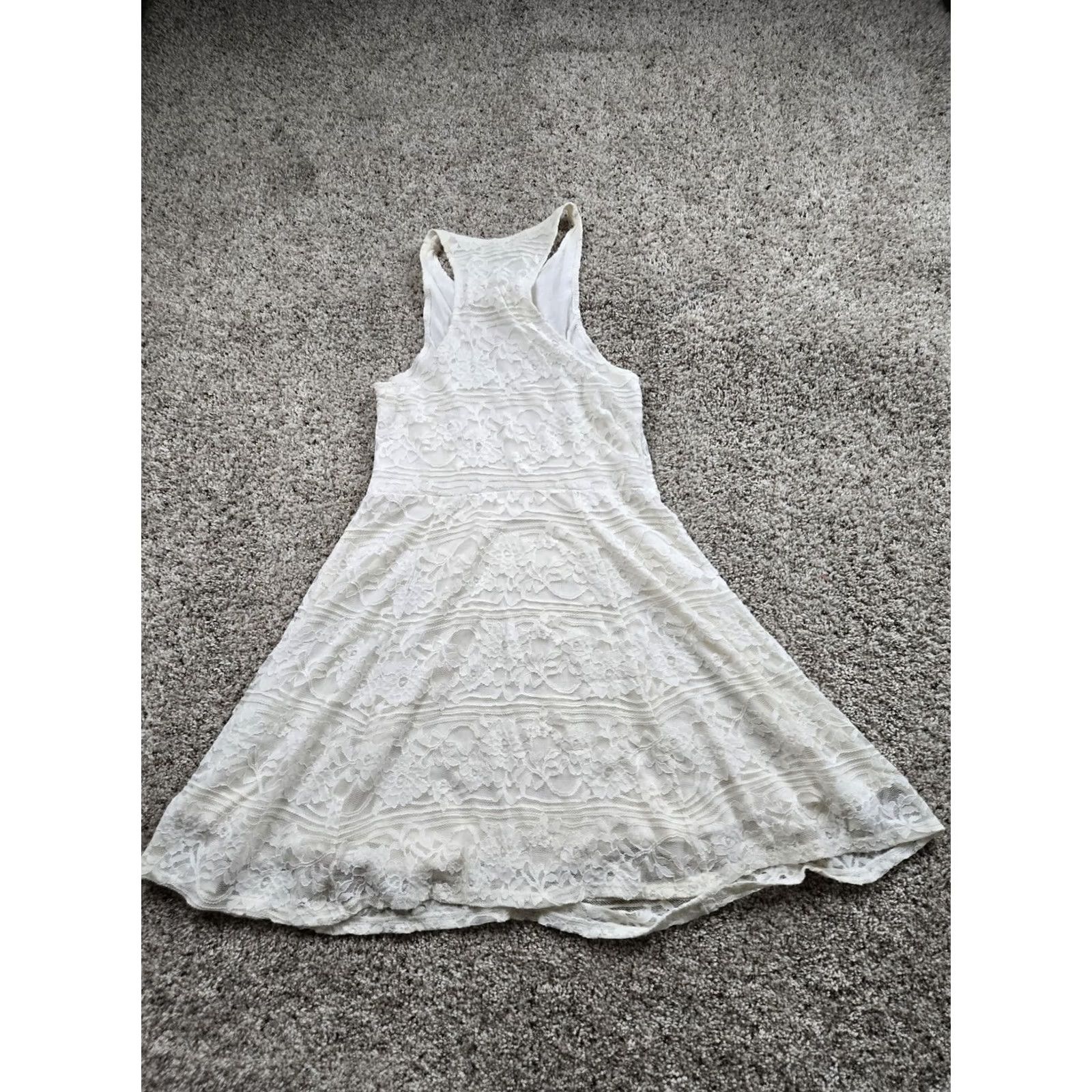 Abercrombie & Fitch Abercrombie & Fitch Dress Womens Medium White Lace Sleeveless Flare Tank Boho Size M / US 6-8 / IT 42-44 - 4 Thumbnail