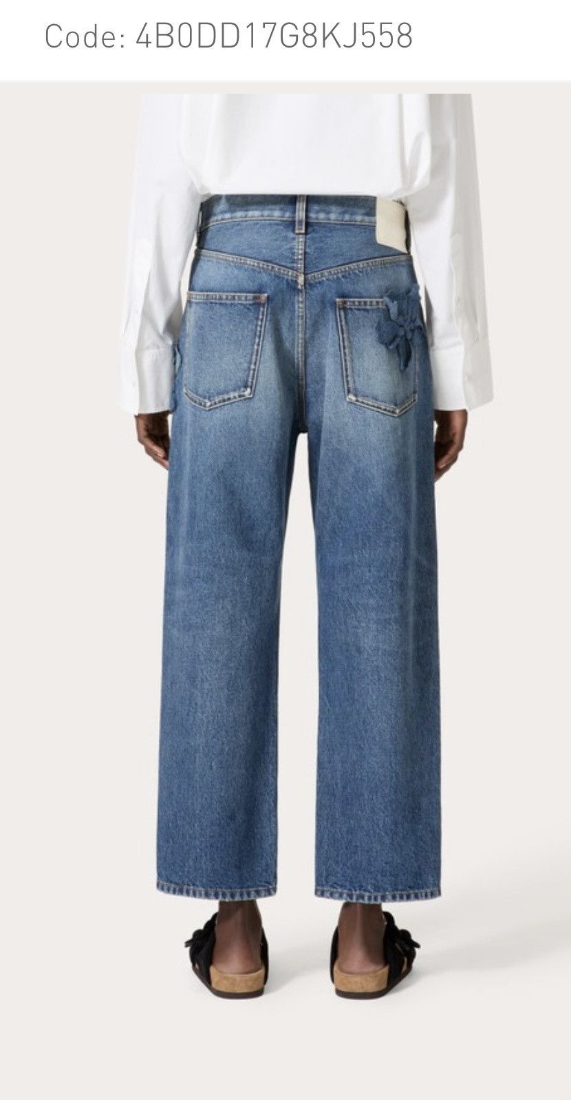 Valentino o1s1wg110625 Embroidered Denim Trousers in Medium Blue Size 27" / US 4 / IT 40 - 2 Thumbnail