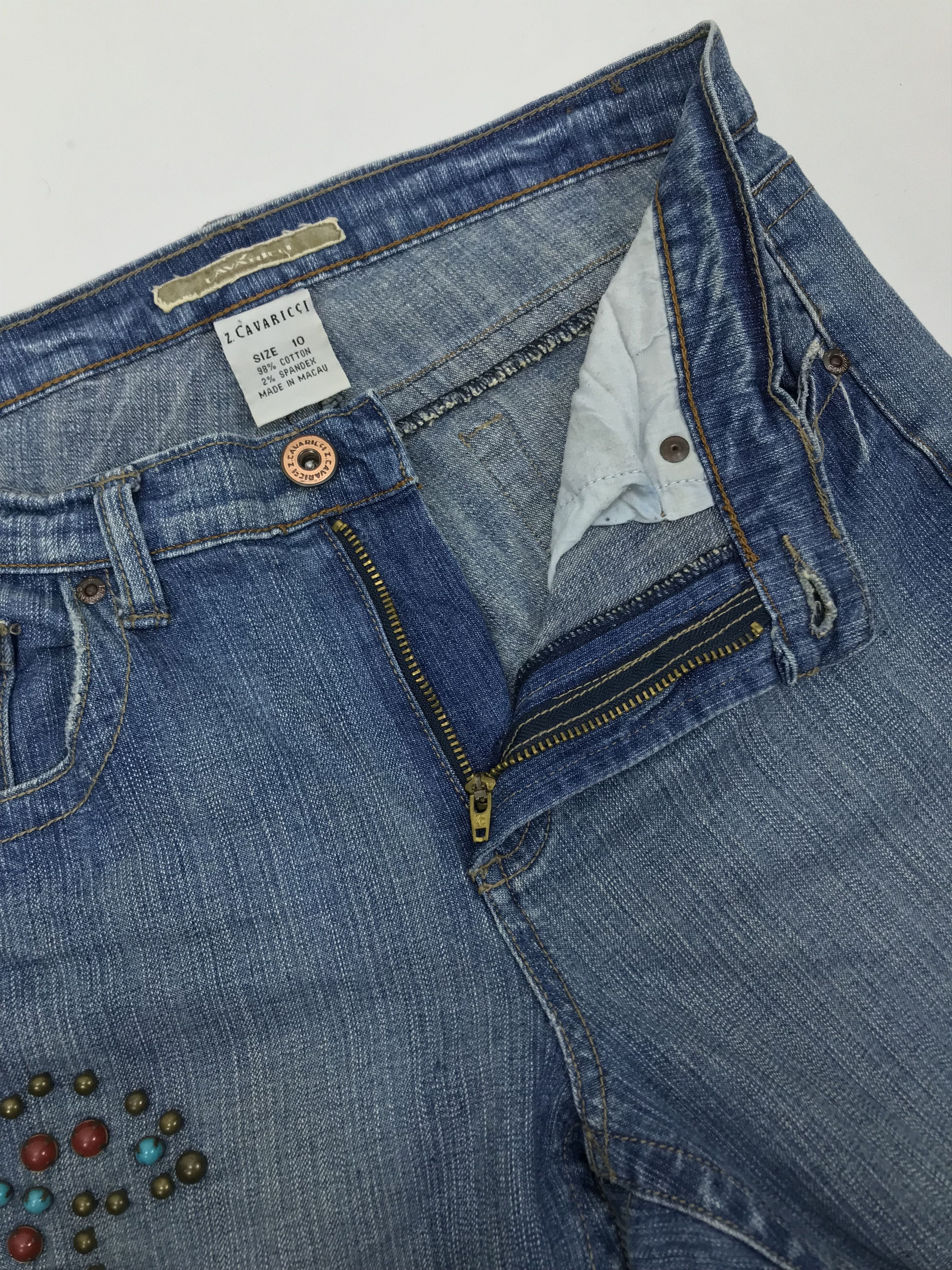Japanese Brand Vintage Designer Z Cavaricci Art Studded Flare Jeans Size US 32 / EU 48 - 9 Thumbnail