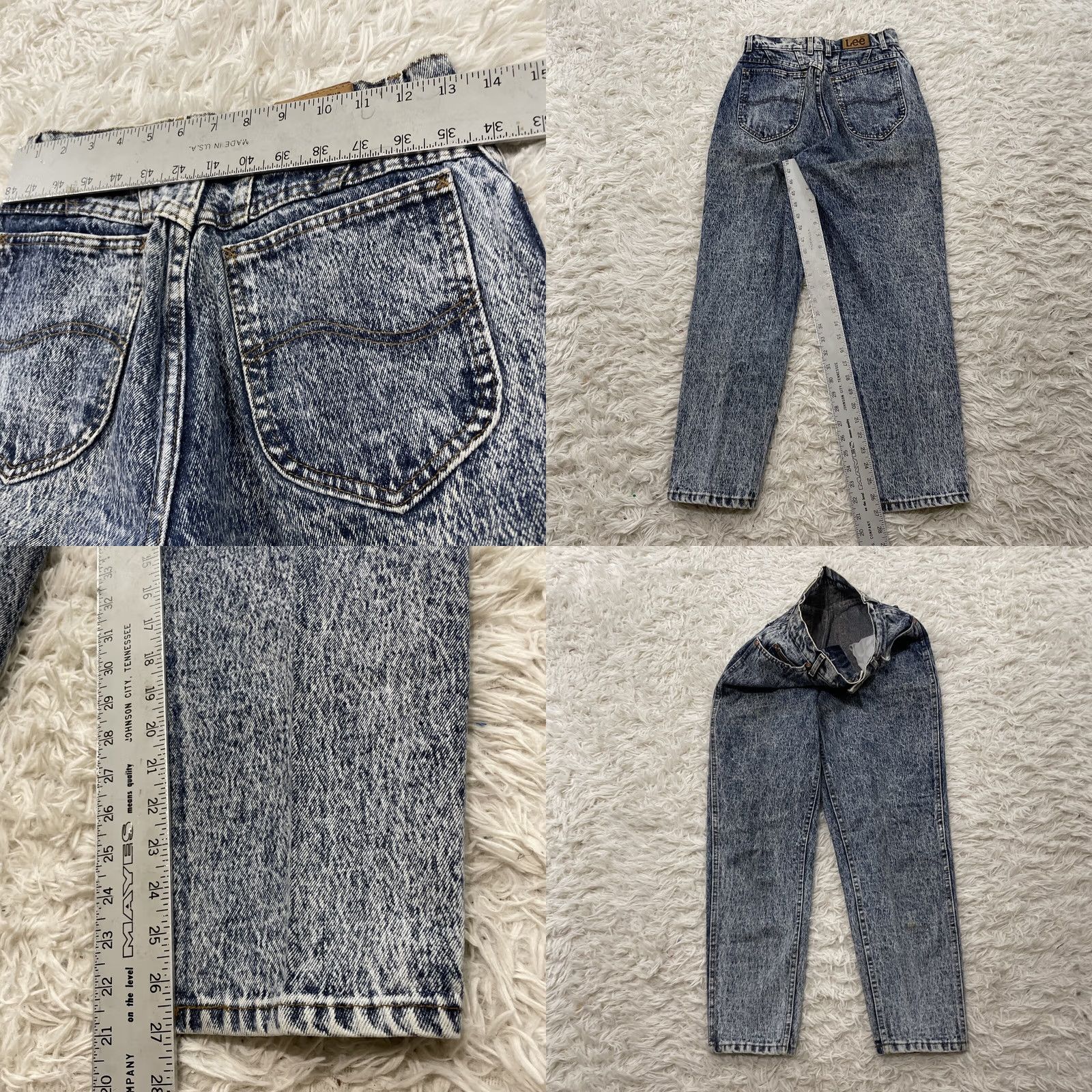 Lee VINTAGE LEE Jeans Women Jeans P 10 80s 90s Grunge Acid Wash Light Blue USA Denim Petite 26x27 Womens Size 26" / US 2 / IT 38 - 9 Thumbnail