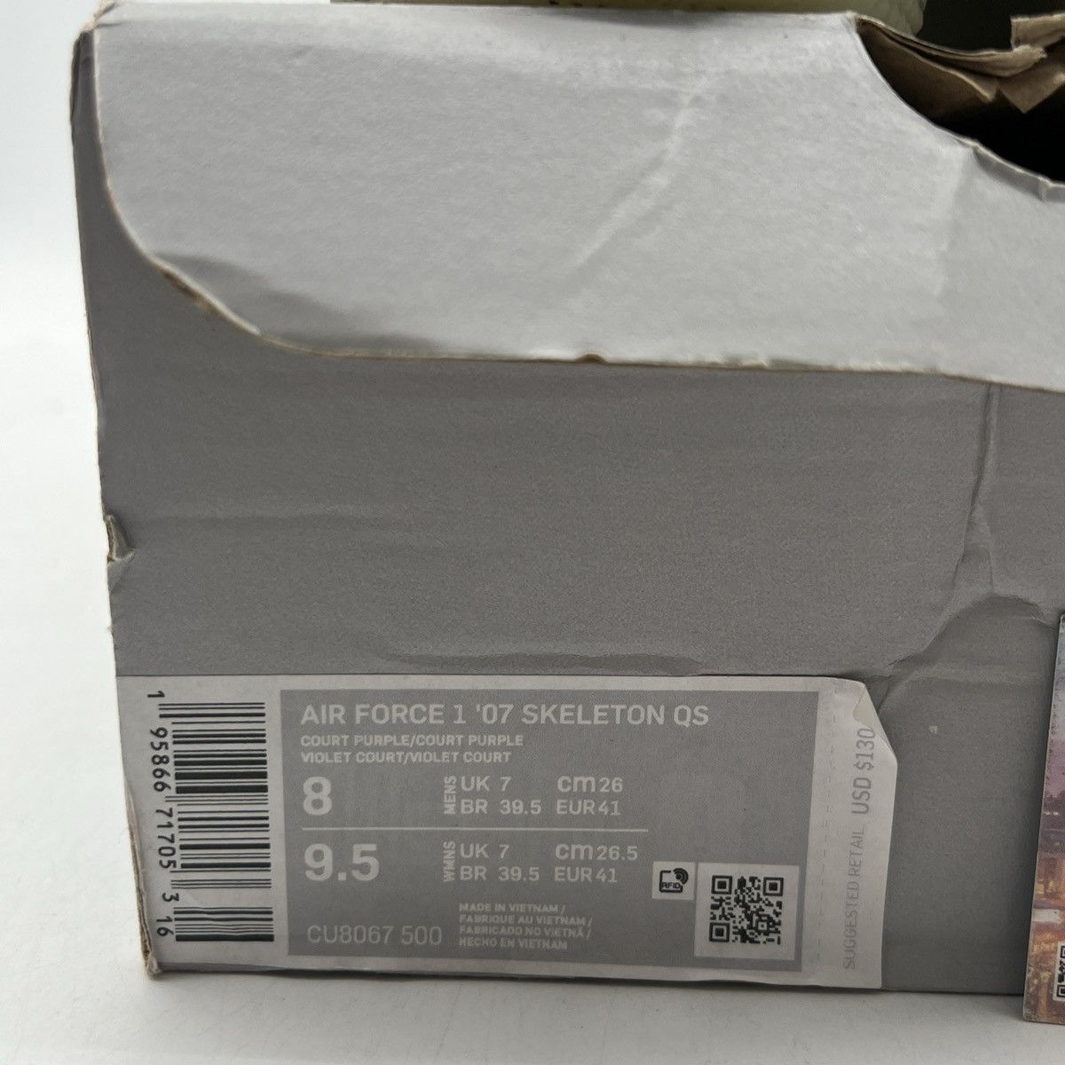 Nike Air Force 1 purple skeleton Size US 8 / EU 41 - 6 Thumbnail