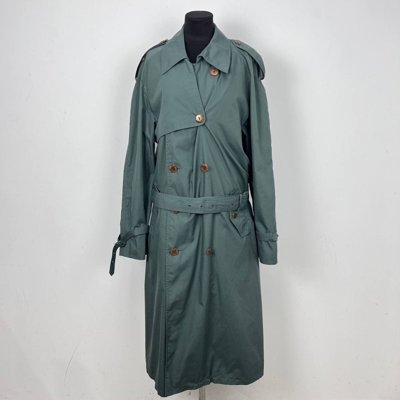 Yves Saint Laurent Vintage Yves Saint Laurent Green Doubl Breasted Trench Size US M / EU 48-50 / 2 - 1 Thumbnail