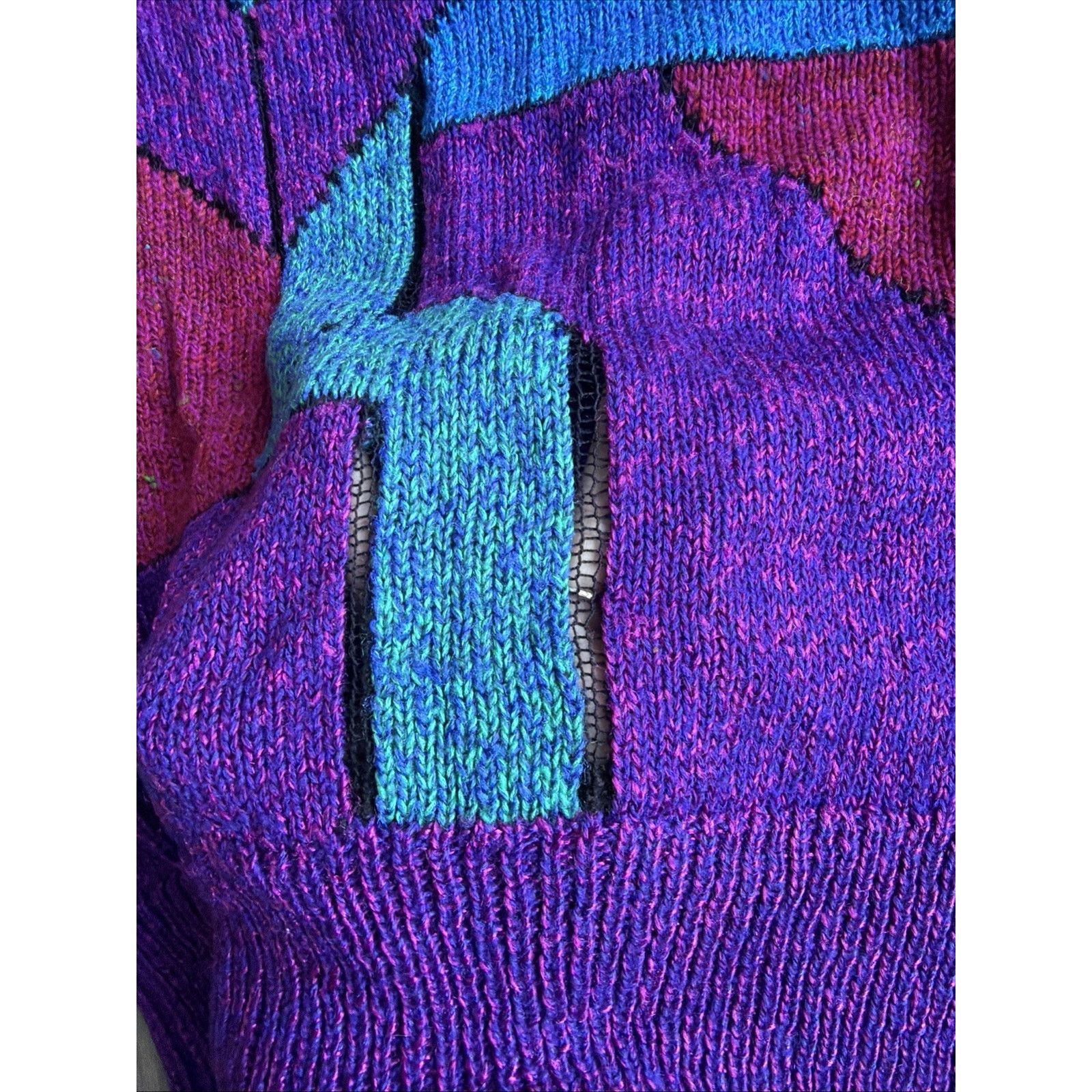 Liz Claiborne VTG 80 LIZWEAR Pullover Color Block Knit Wool Sweater Bold L Size M / US 6-8 / IT 42-44 - 4 Thumbnail