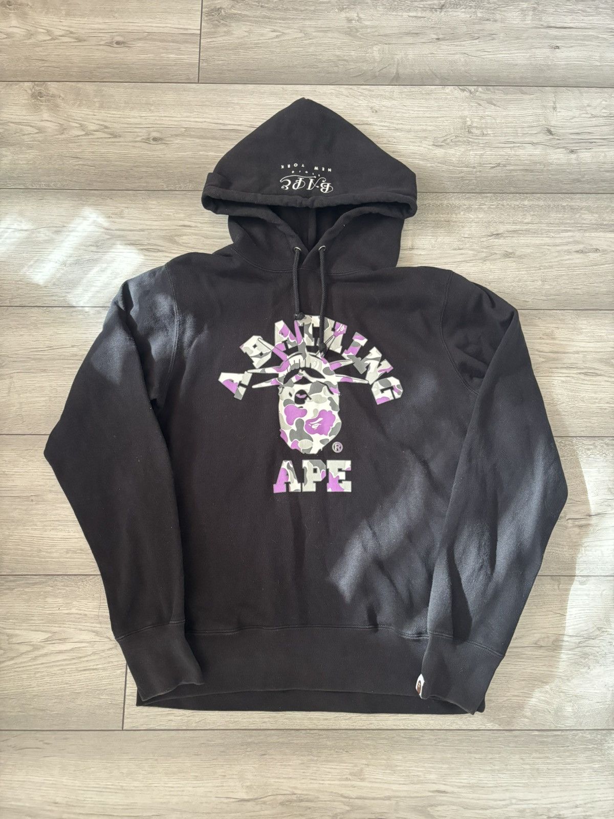 Bape camo New York store college hoodie