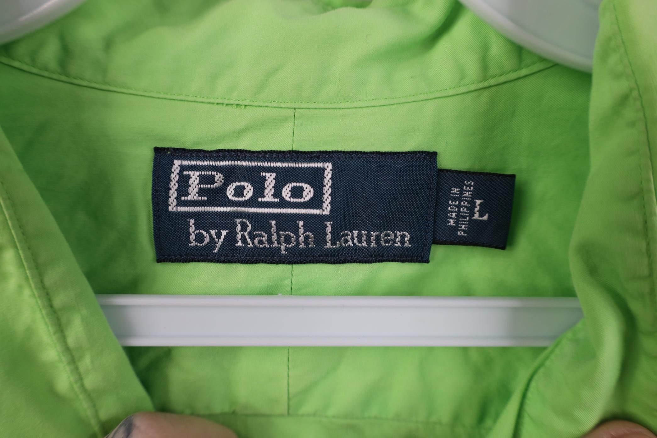 Polo Ralph Lauren Vintage 90s Ralph Lauren Script Collared Button Shirt Lime Size US L / EU 52-54 / 3 - 8 Thumbnail