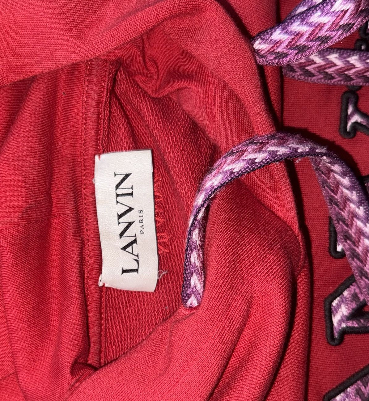 Lanvin LANVIN Curb Red Embroidered Hoodie XL - Lipstick Size US XL / EU 56 / 4 - 3 Thumbnail