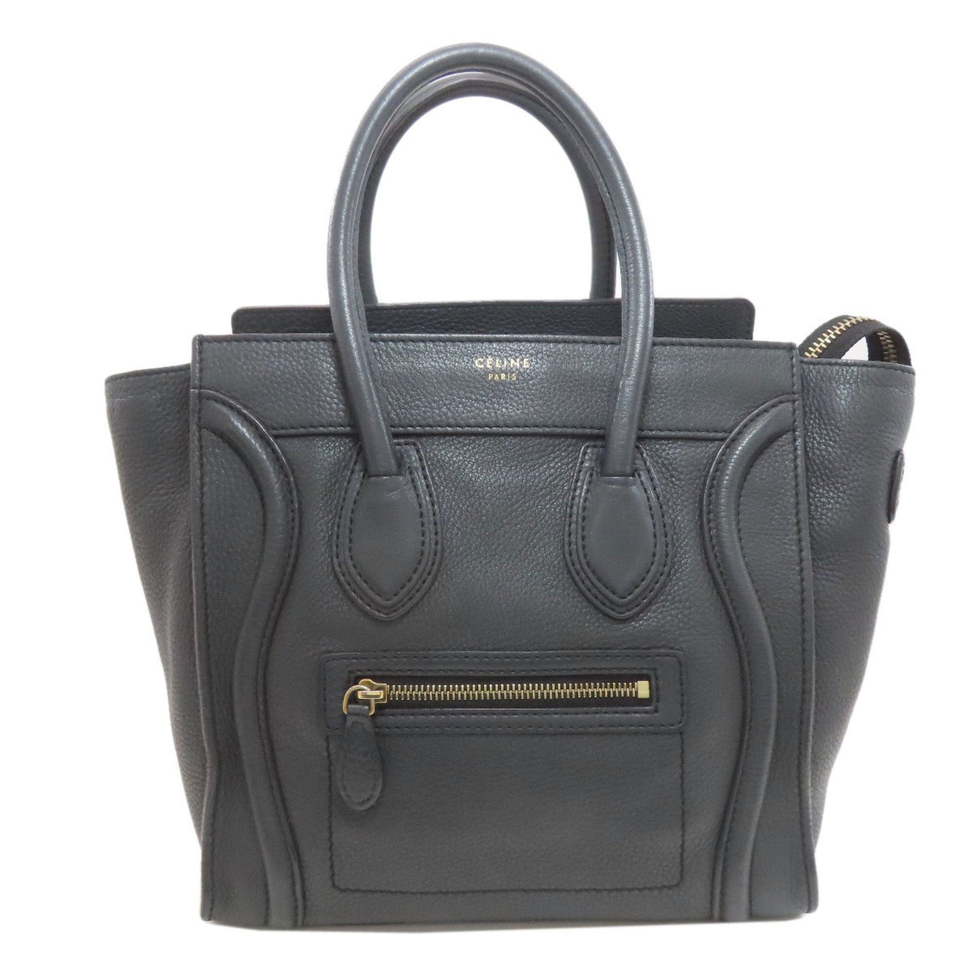 Celine Luggage Micro Handbag, Calfskin, Women's in Black