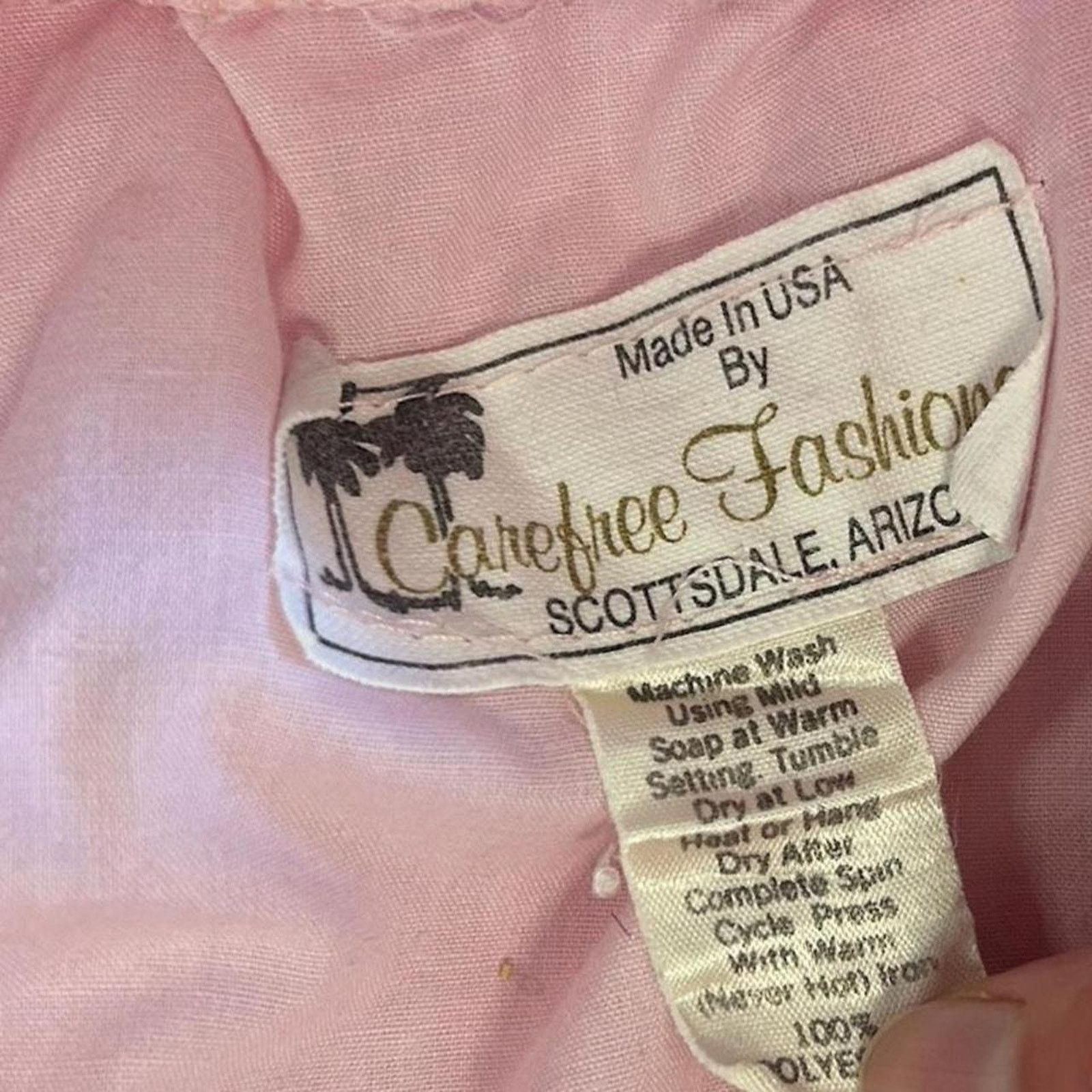 Vintage 70s vintage prairie skirt blouse set sz M pink puff sleeve Size 32" / US 10 / IT 46 - 5 Thumbnail