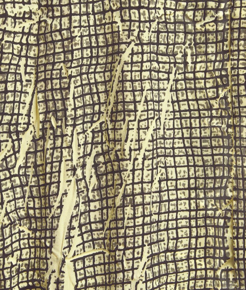 Bottega Veneta o1s1rm1125 Printed Viscose Creased Dress in Yellow/Charcoal Size XS / US 0-2 / IT 36-38 - 6 Thumbnail